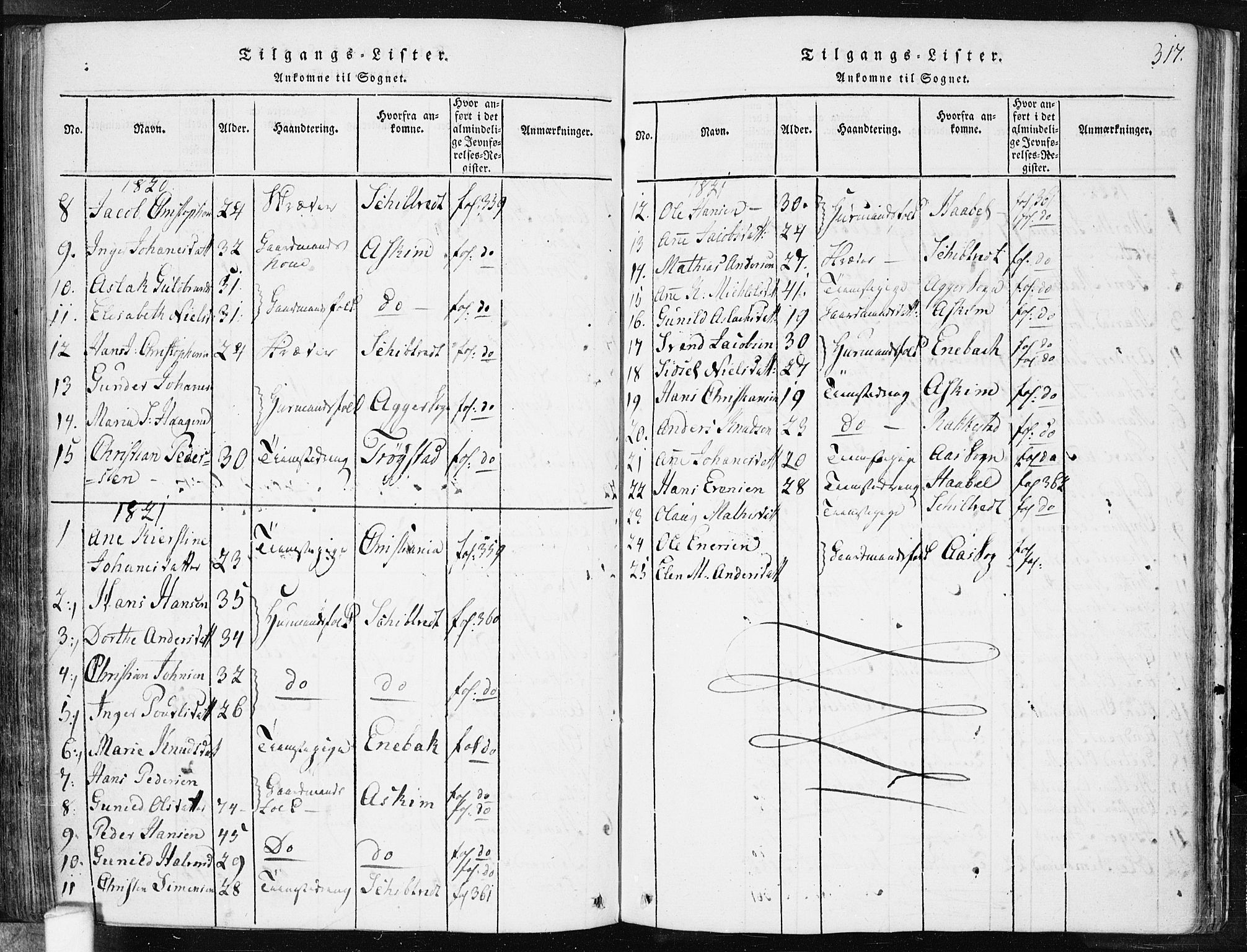 Spydeberg prestekontor Kirkebøker, AV/SAO-A-10924/F/Fa/L0004: Parish register (official) no. I 4, 1814-1841, p. 317