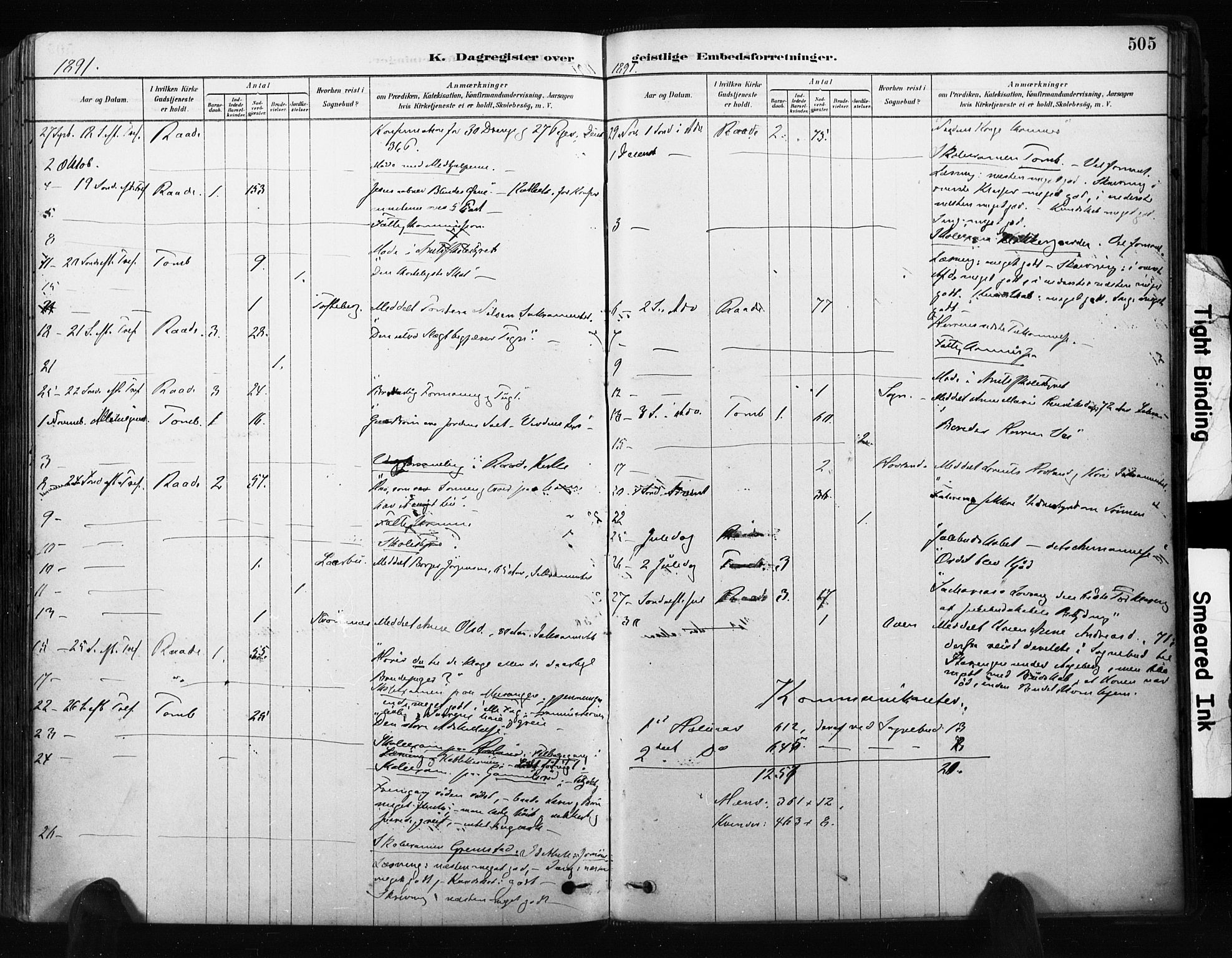 Råde prestekontor kirkebøker, AV/SAO-A-2009/F/Fa/L0007: Parish register (official) no. 7, 1878-1902, p. 505