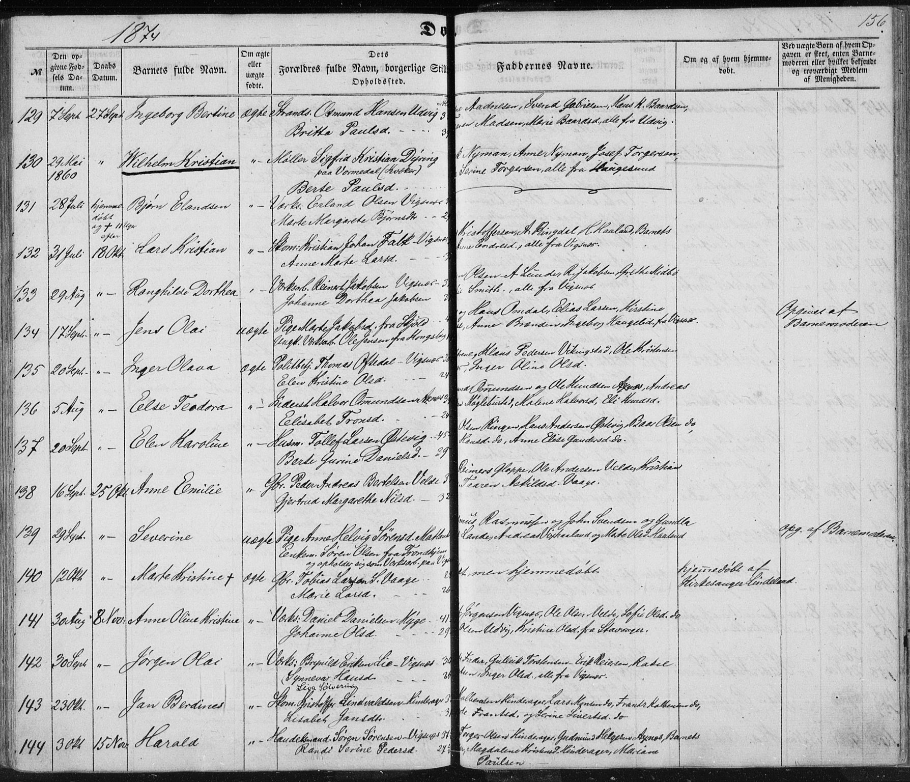 Avaldsnes sokneprestkontor, SAST/A -101851/H/Ha/Haa/L0010: Parish register (official) no. A 10, 1857-1876, p. 156