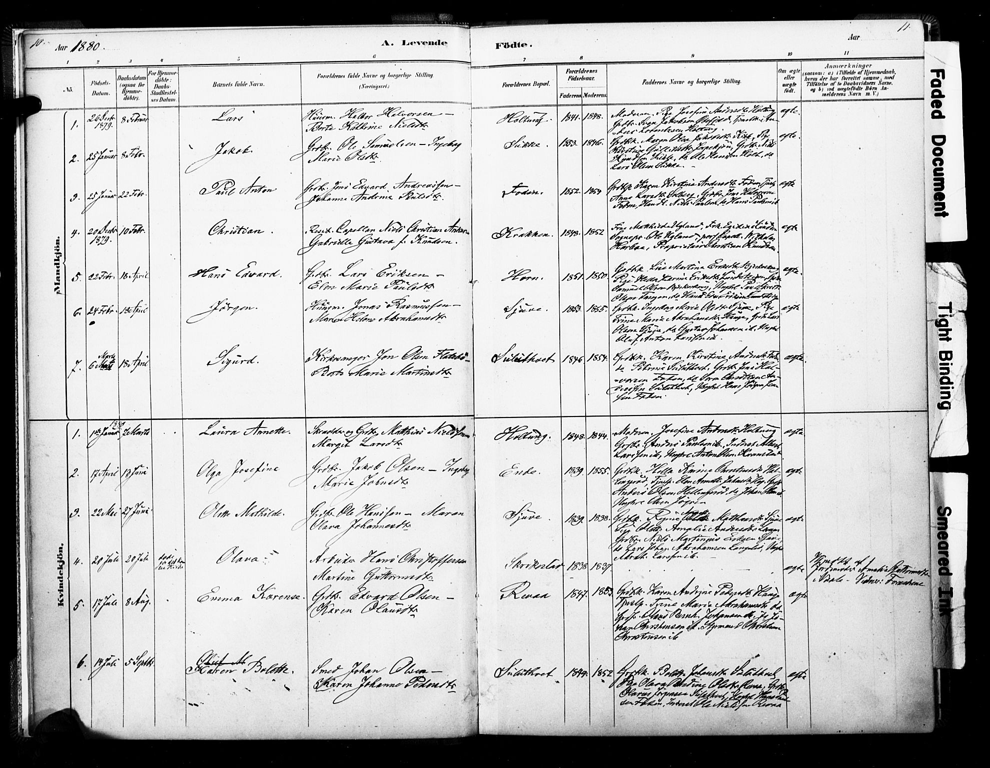 Ramnes kirkebøker, SAKO/A-314/F/Fb/L0001: Parish register (official) no. II 1, 1878-1894, p. 10-11