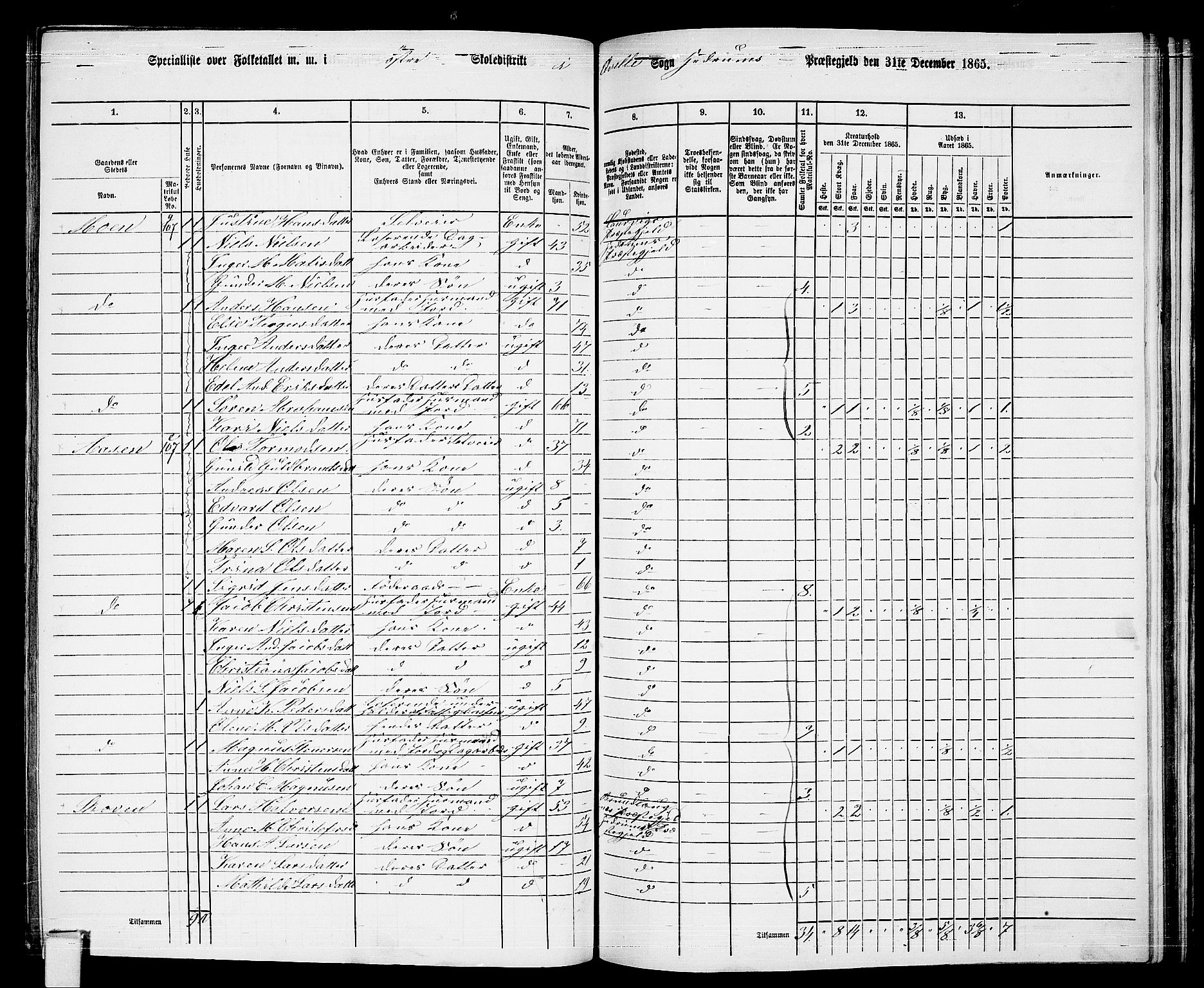 RA, 1865 census for Hedrum, 1865, p. 132