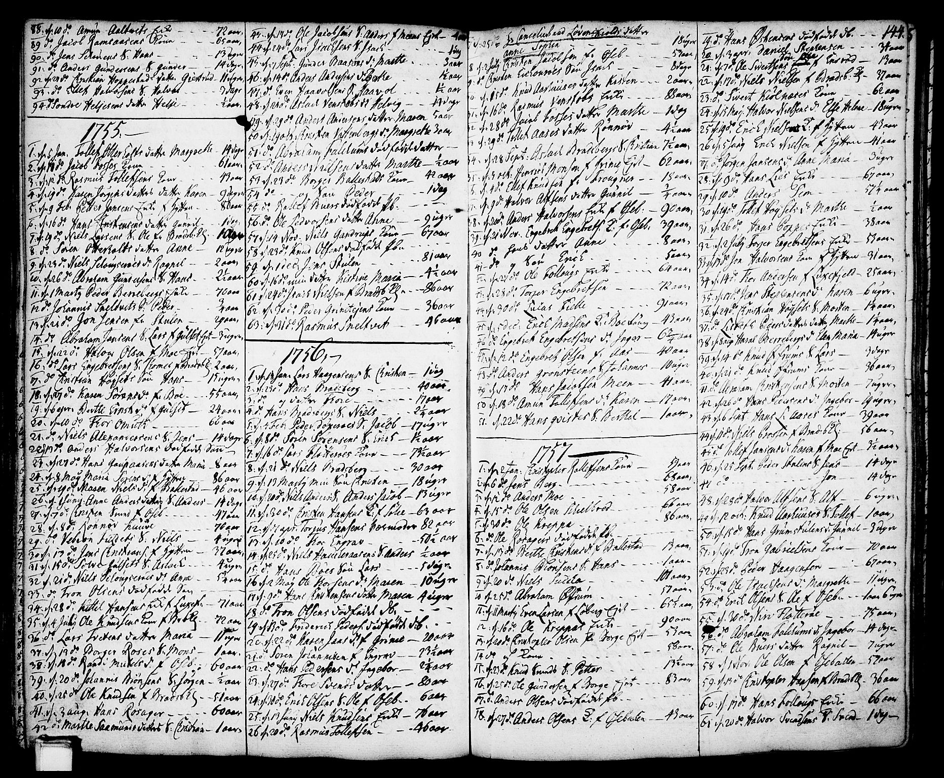 Gjerpen kirkebøker, SAKO/A-265/F/Fa/L0002: Parish register (official) no. I 2, 1747-1795, p. 144