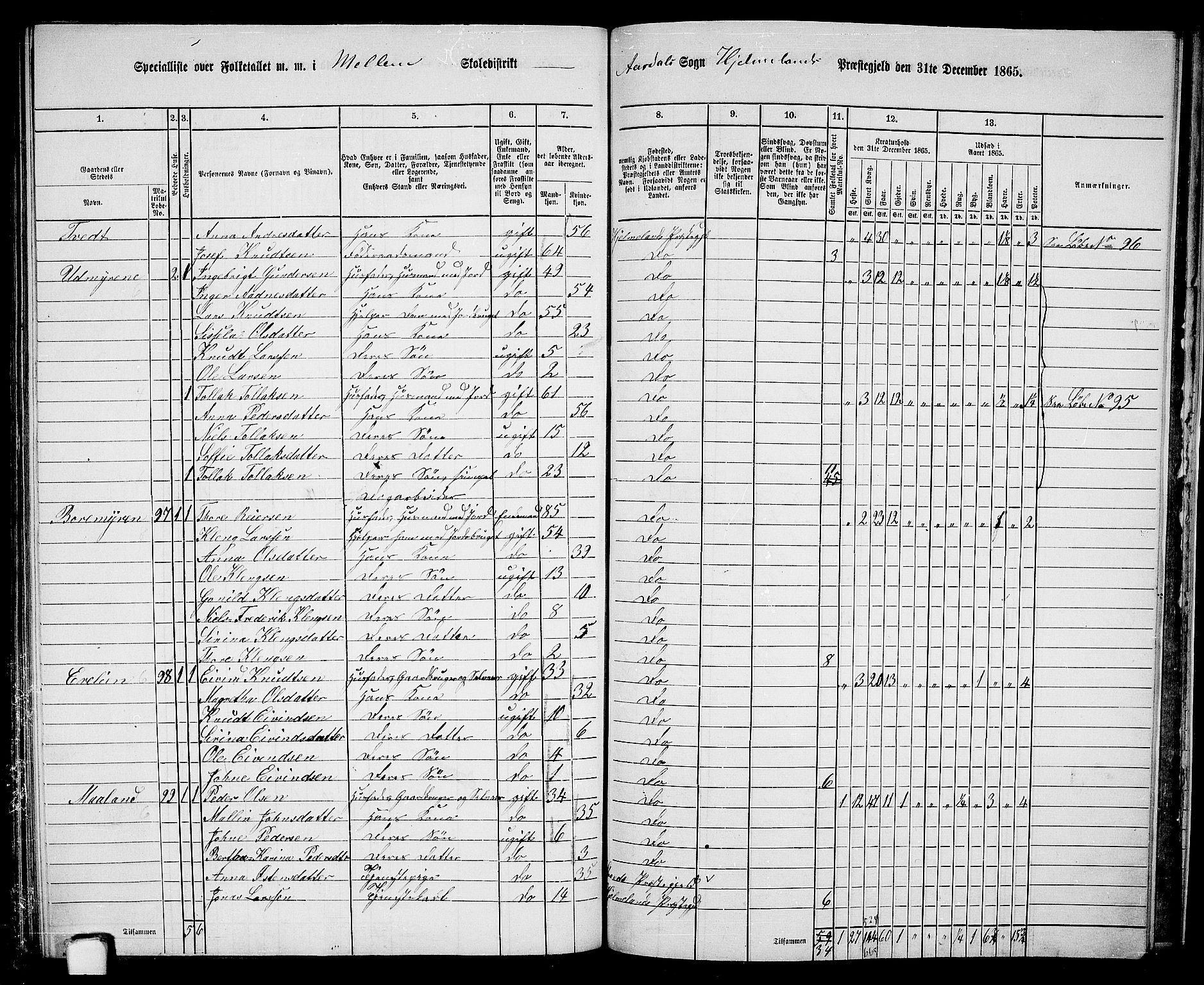 RA, 1865 census for Hjelmeland, 1865, p. 182