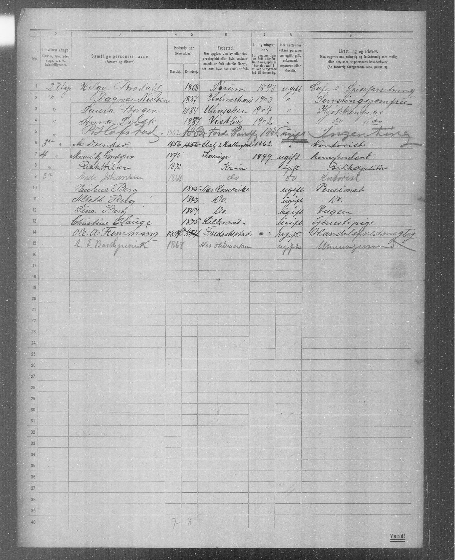 OBA, Municipal Census 1904 for Kristiania, 1904, p. 5989