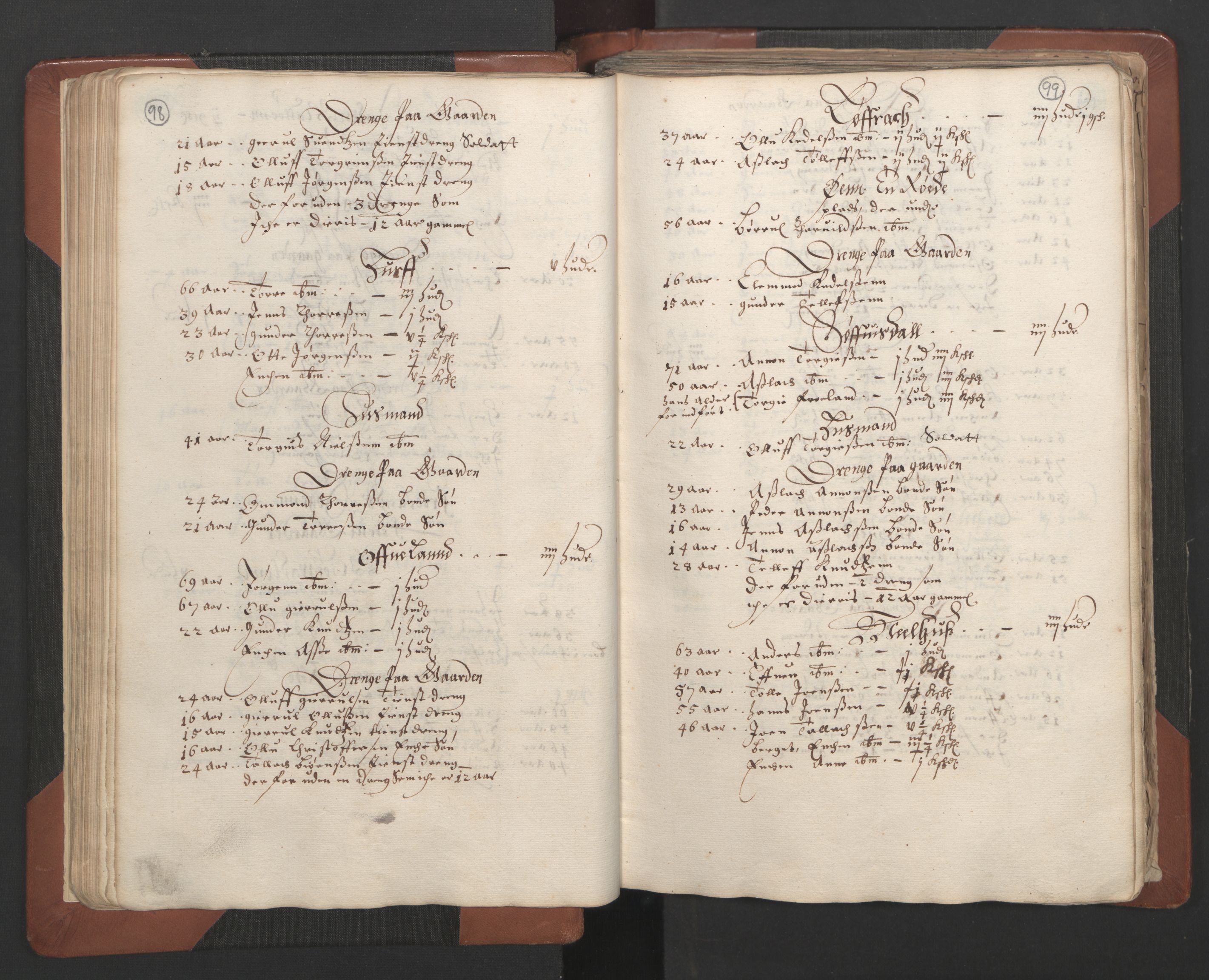 RA, Bailiff's Census 1664-1666, no. 7: Nedenes fogderi, 1664-1666, p. 98-99