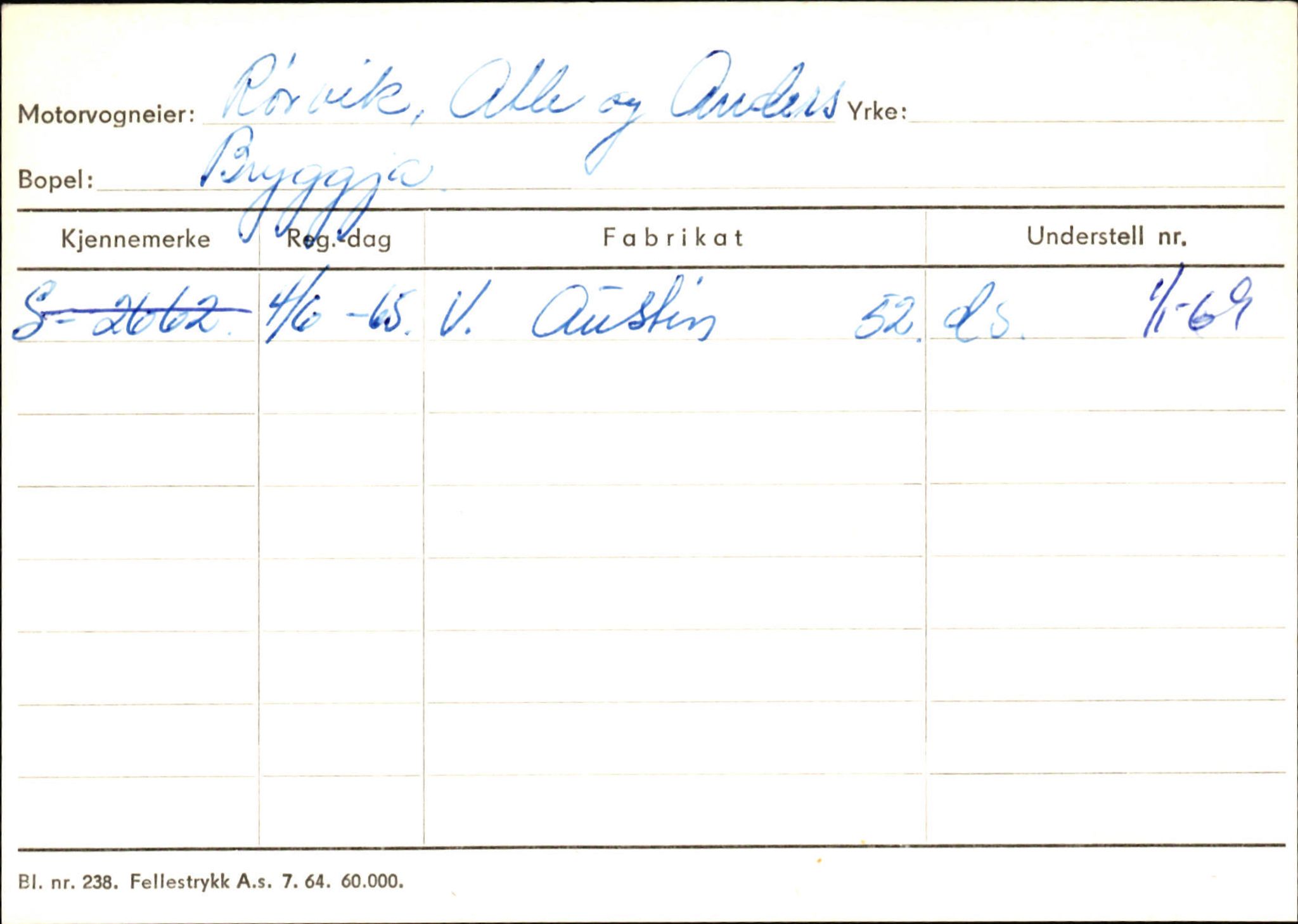 Statens vegvesen, Sogn og Fjordane vegkontor, SAB/A-5301/4/F/L0144: Registerkort Vågsøy A-R, 1945-1975, p. 2451