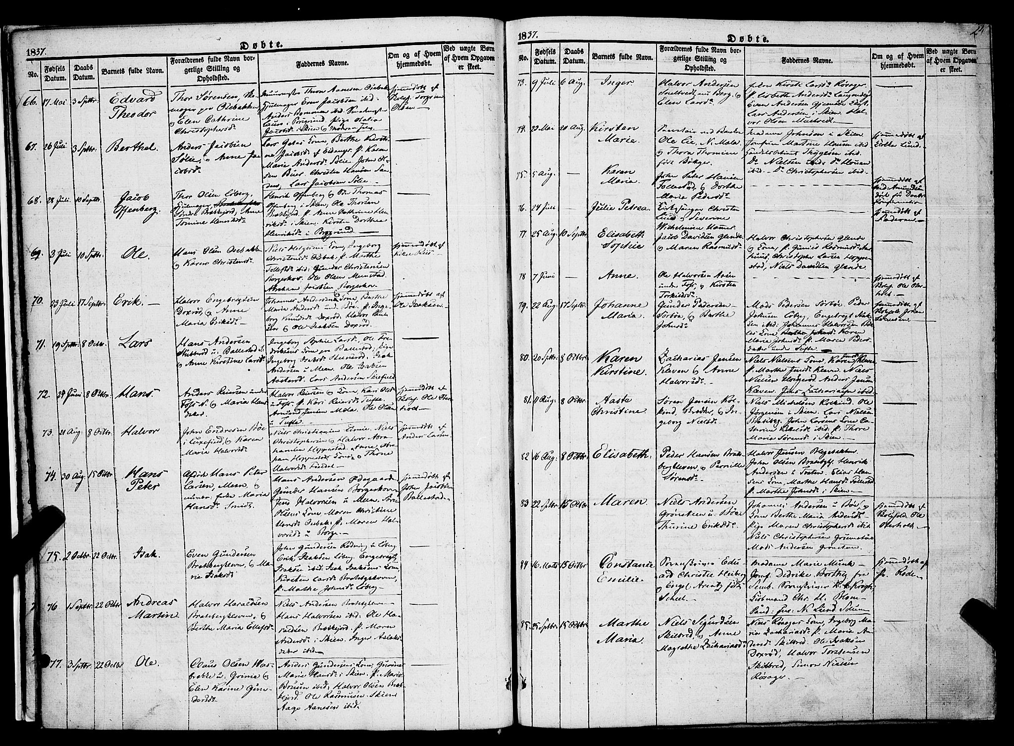 Gjerpen kirkebøker, SAKO/A-265/F/Fa/L0007a: Parish register (official) no. I 7A, 1834-1857, p. 24
