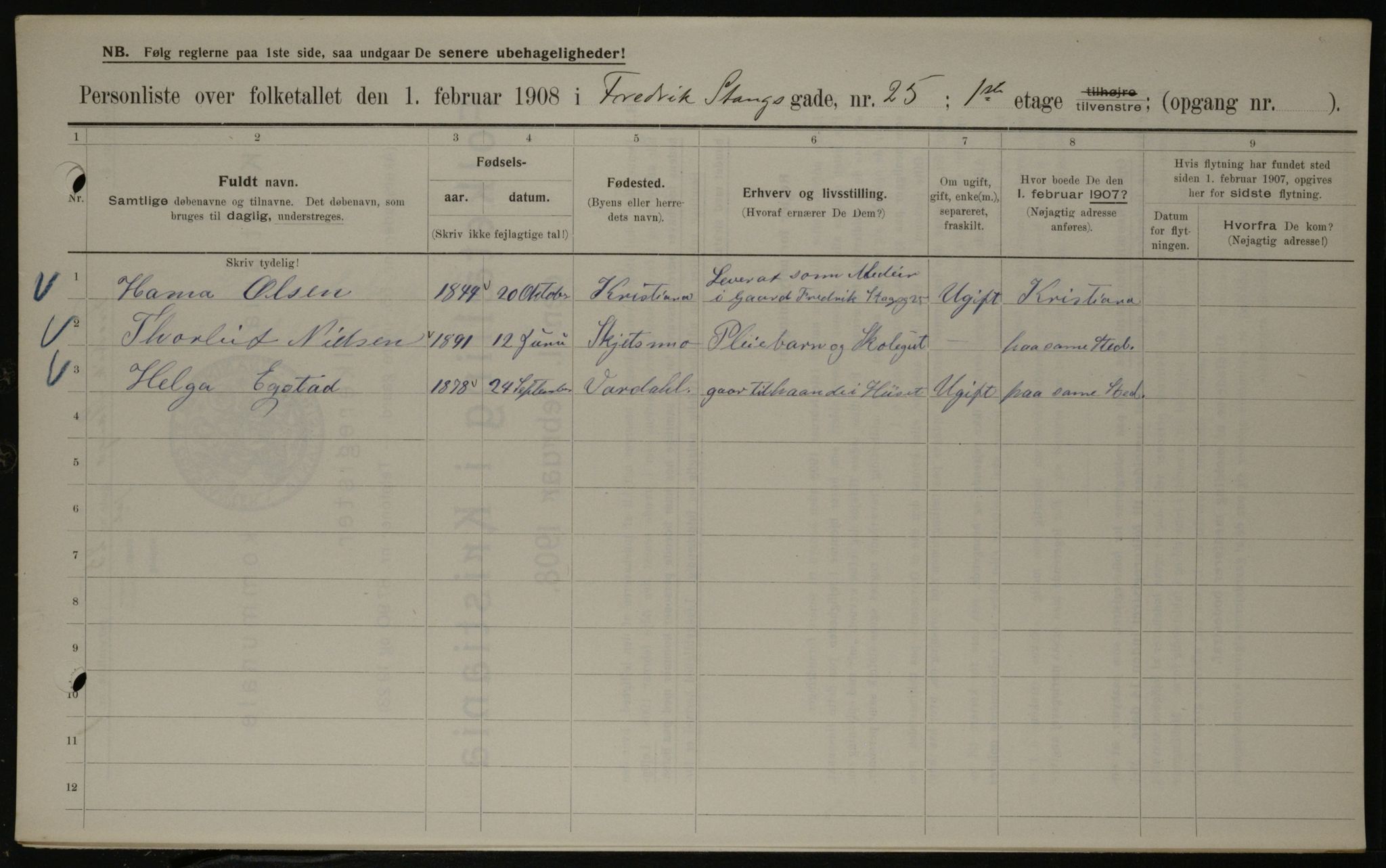 OBA, Municipal Census 1908 for Kristiania, 1908, p. 24075