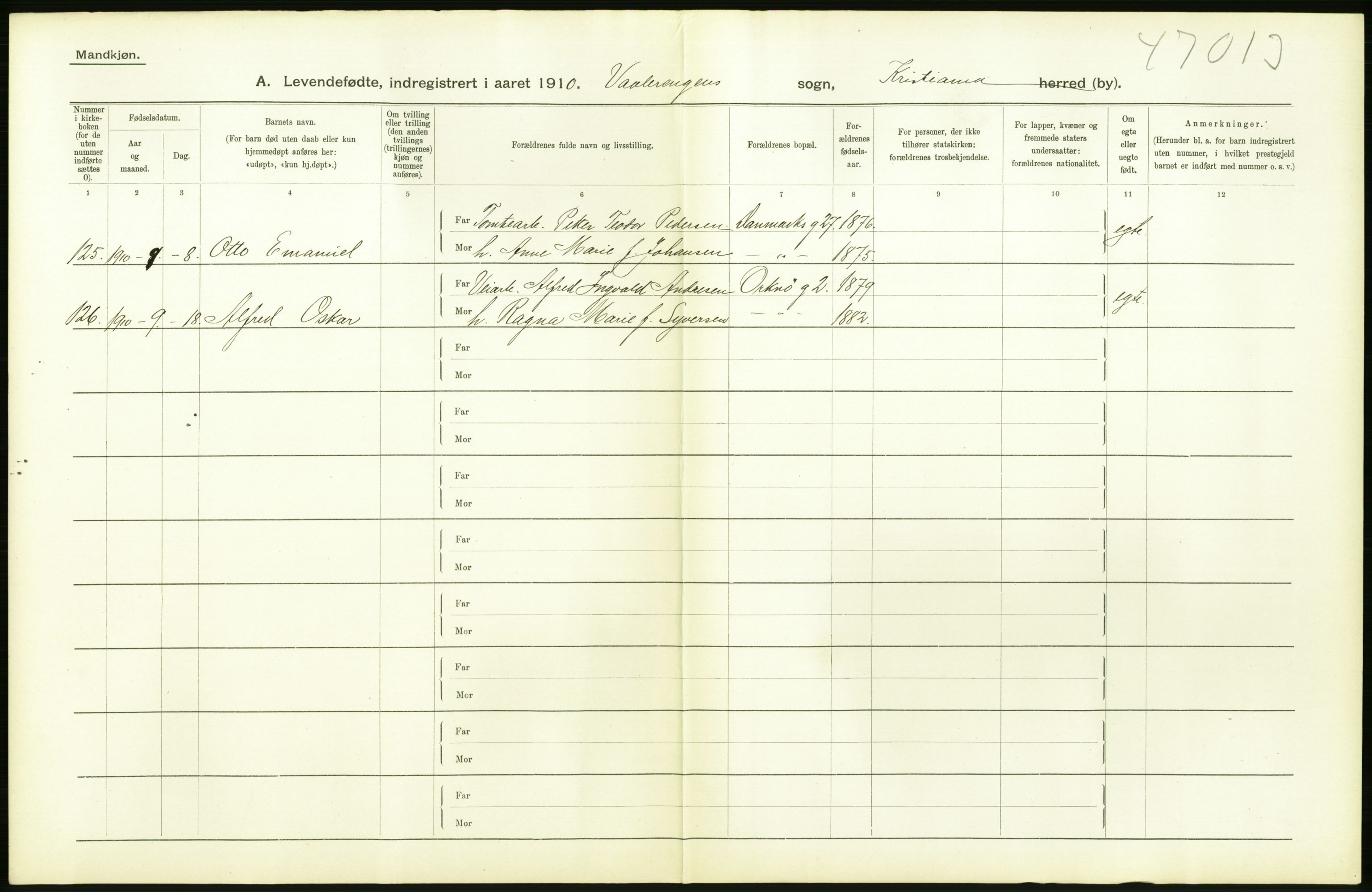 Statistisk sentralbyrå, Sosiodemografiske emner, Befolkning, AV/RA-S-2228/D/Df/Dfa/Dfah/L0006: Kristiania: Levendefødte menn., 1910, p. 428