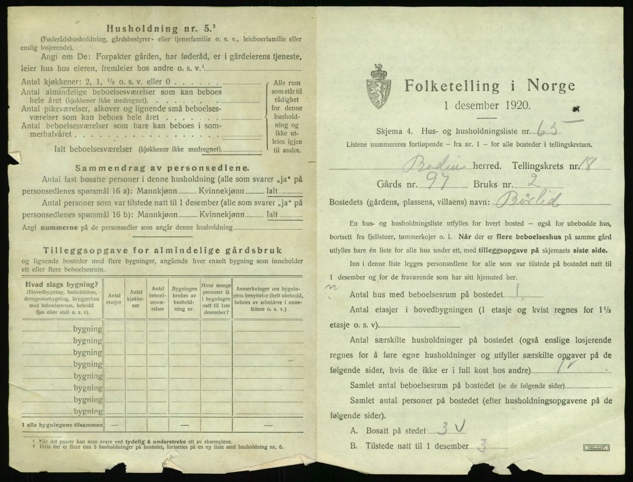 SAT, 1920 census for Bodin, 1920, p. 1866