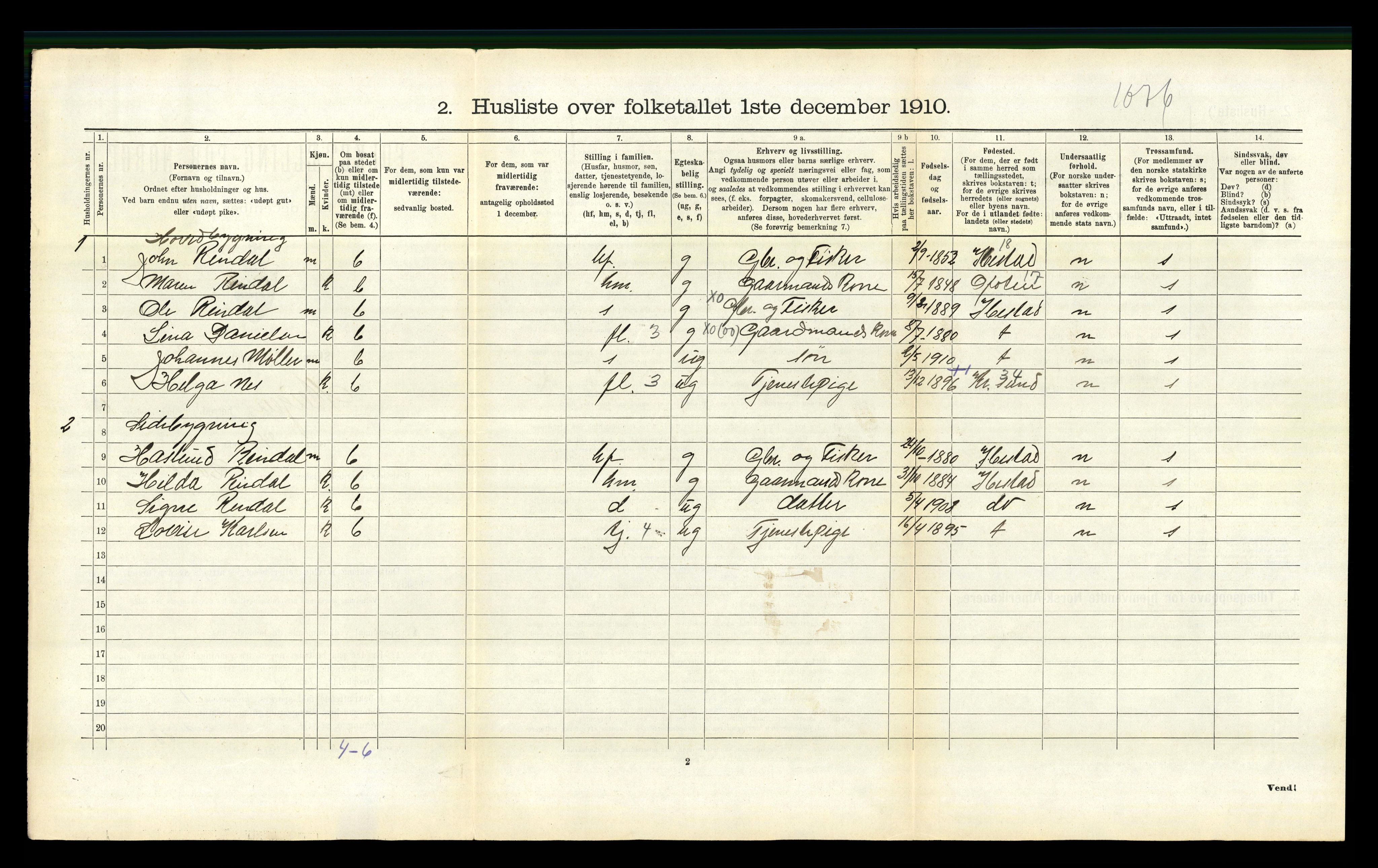 RA, 1910 census for Steigen, 1910, p. 618