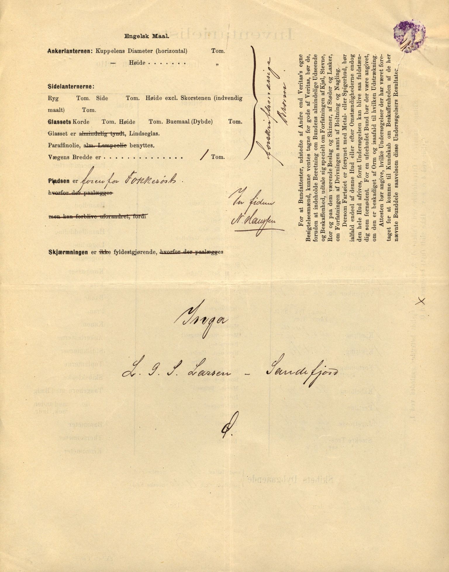 Pa 63 - Østlandske skibsassuranceforening, VEMU/A-1079/G/Ga/L0021/0003: Havaridokumenter / Inga av Drammen, Inga av Sandefjord, Primula, 1888-1889, p. 33