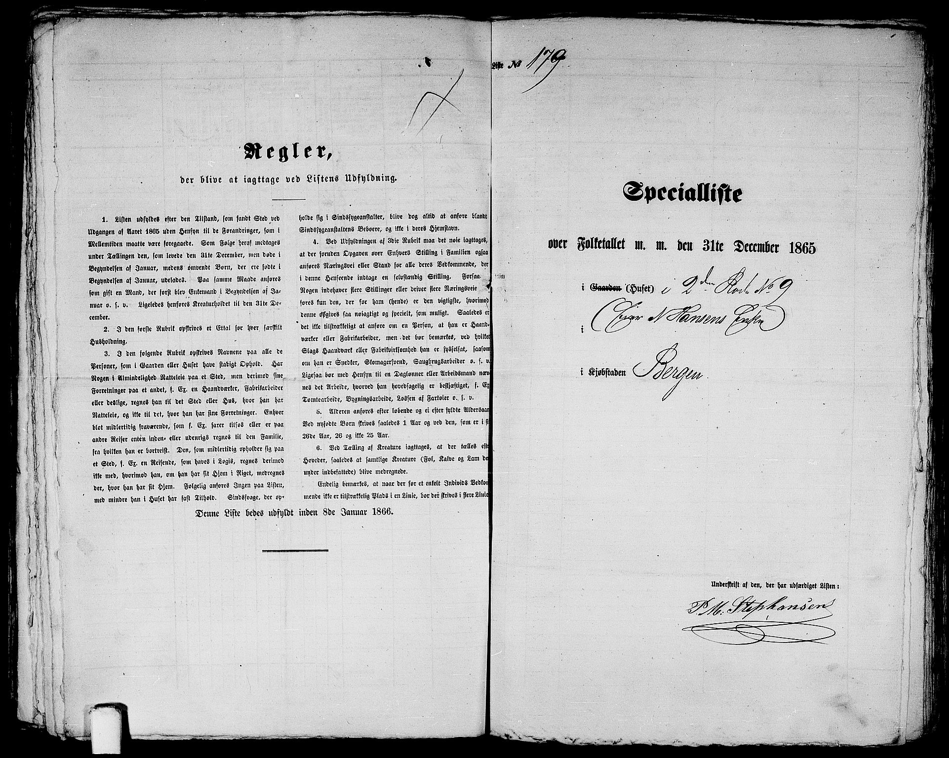 RA, 1865 census for Bergen, 1865, p. 399