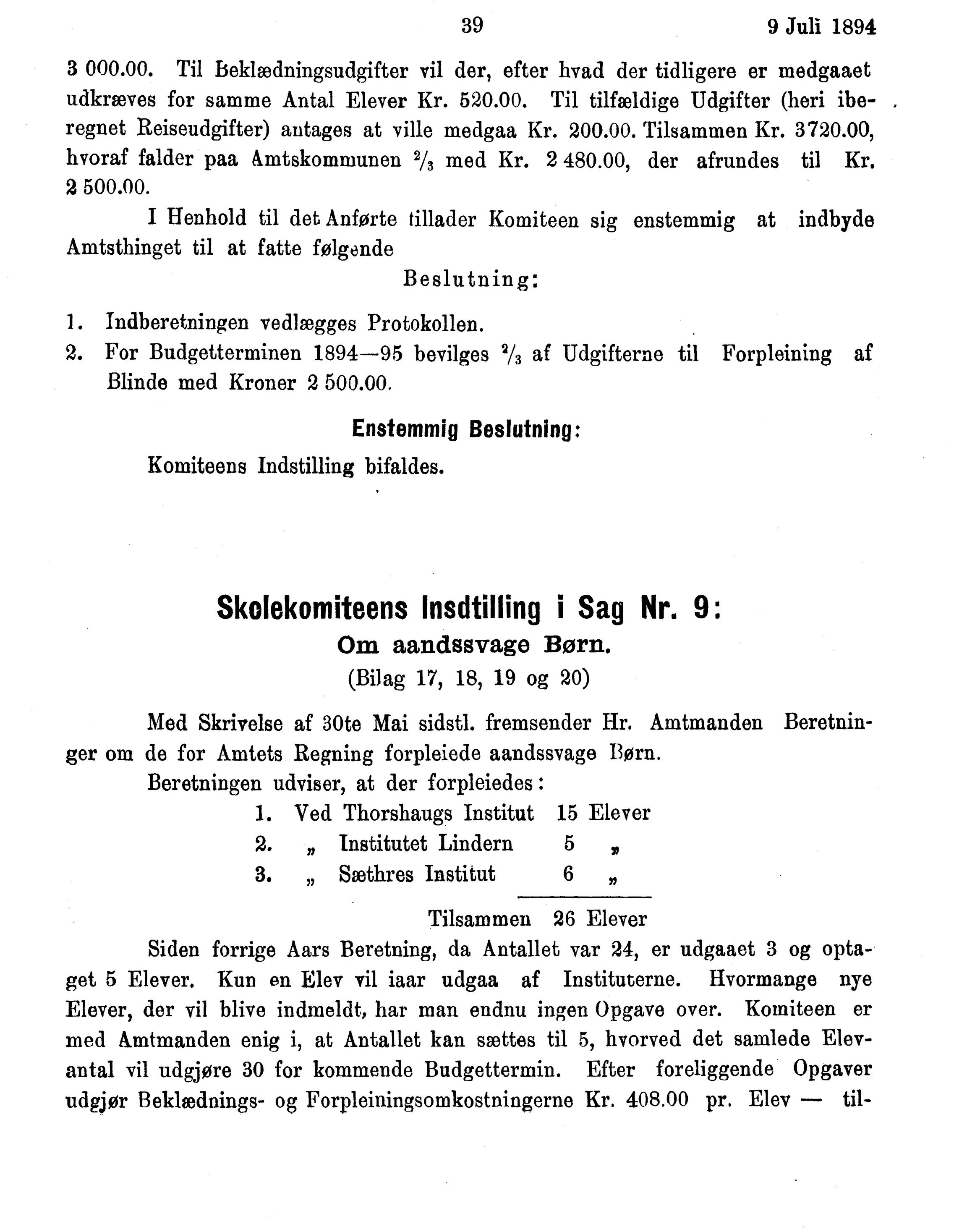 Nordland Fylkeskommune. Fylkestinget, AIN/NFK-17/176/A/Ac/L0017: Fylkestingsforhandlinger 1894, 1894