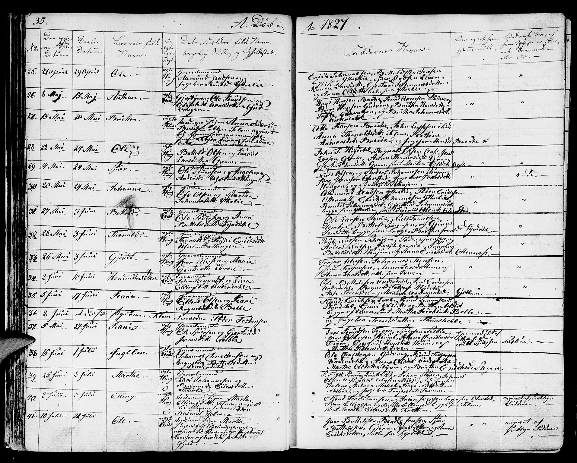 Aurland sokneprestembete, SAB/A-99937/H/Ha/Haa/L0006: Parish register (official) no. A 6, 1821-1859, p. 35