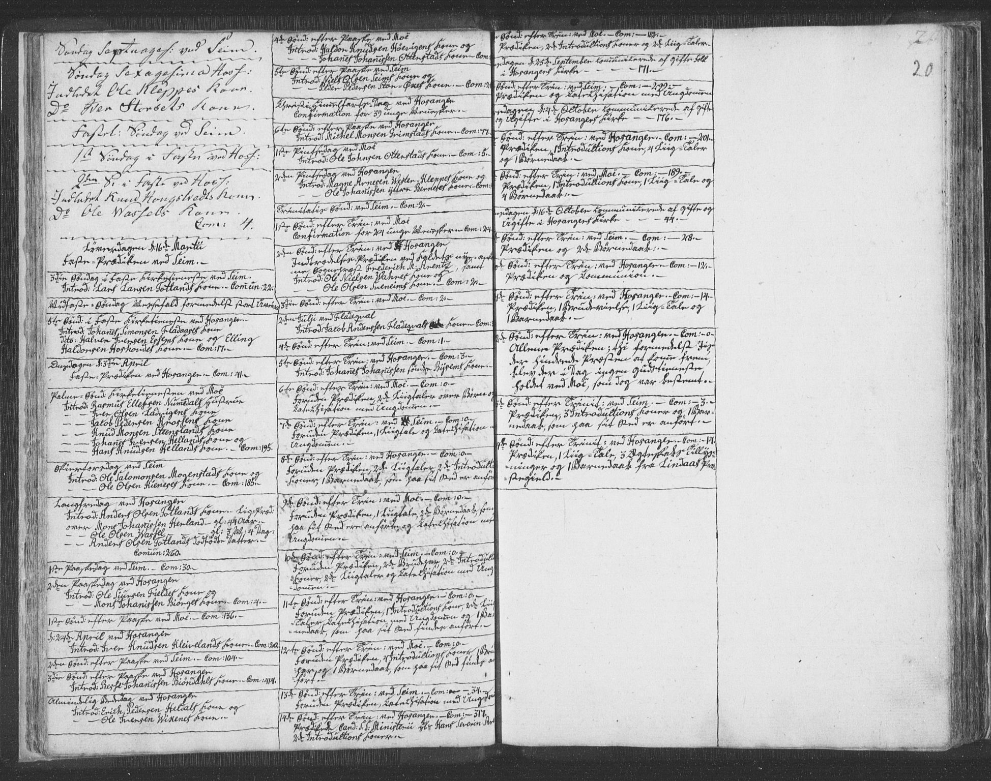 Hosanger sokneprestembete, AV/SAB-A-75801/H/Haa: Parish register (official) no. A 3, 1793-1811, p. 19b-20a