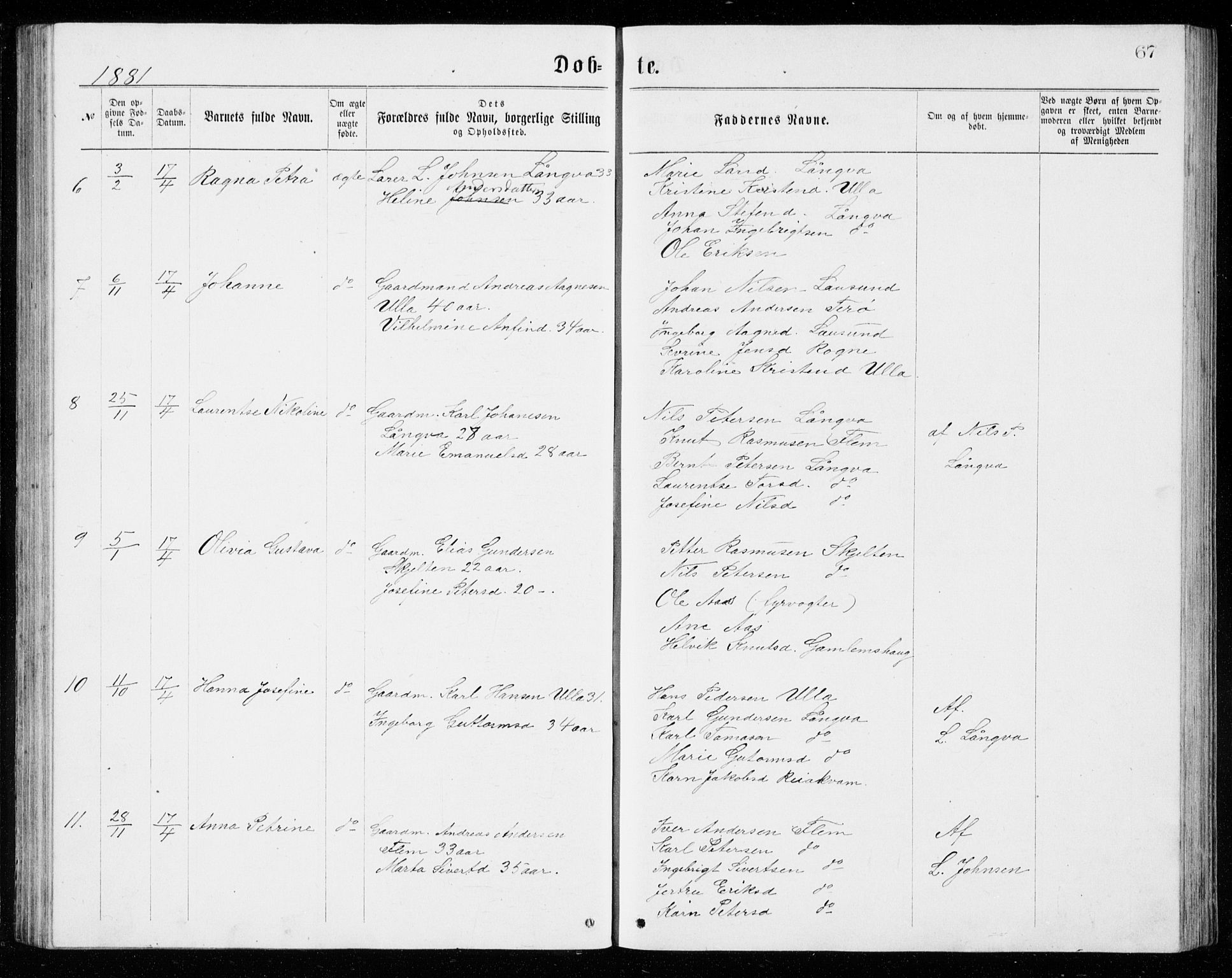 Ministerialprotokoller, klokkerbøker og fødselsregistre - Møre og Romsdal, AV/SAT-A-1454/536/L0509: Parish register (copy) no. 536C04, 1871-1881, p. 67