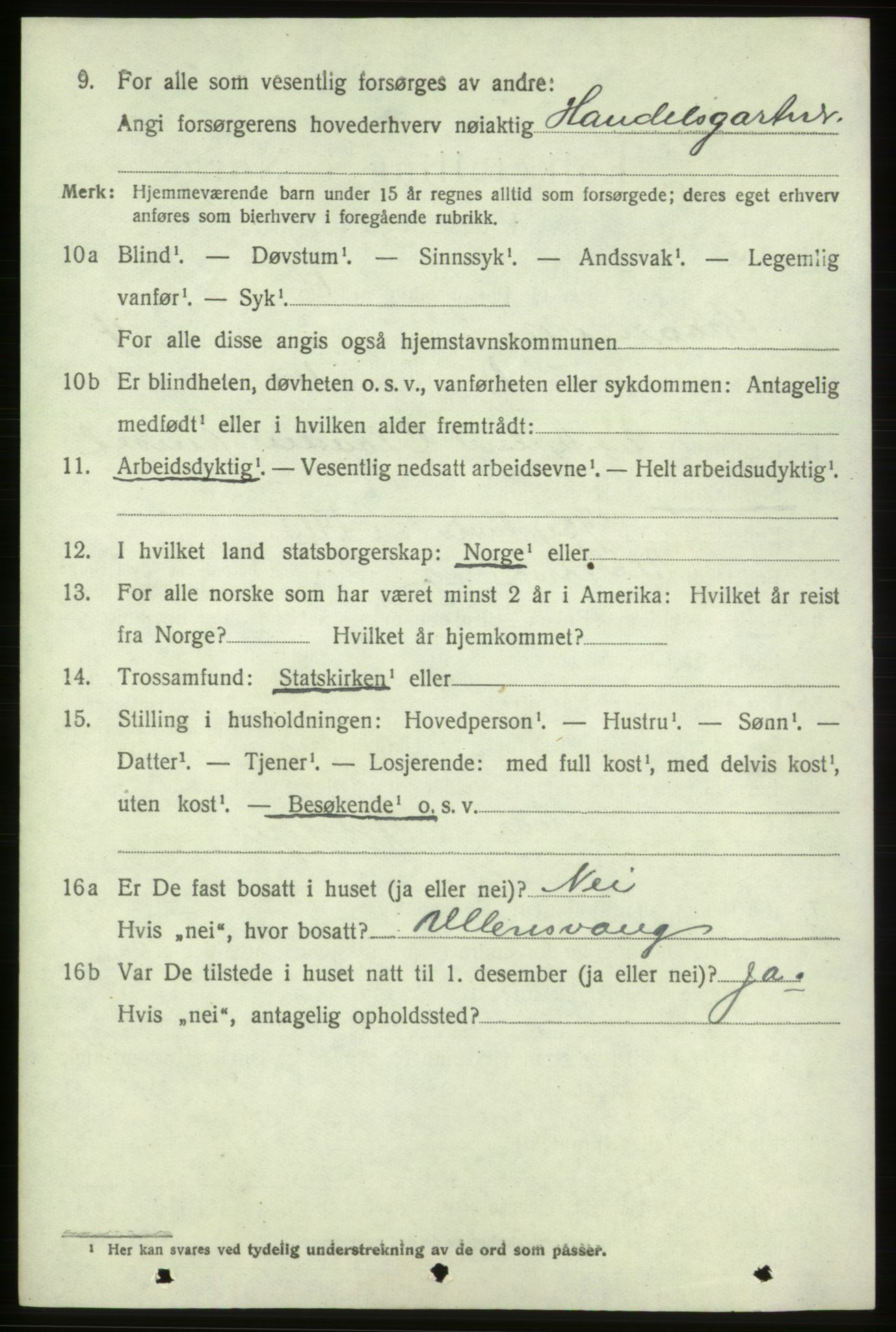 SAB, 1920 census for Skånevik, 1920, p. 3316