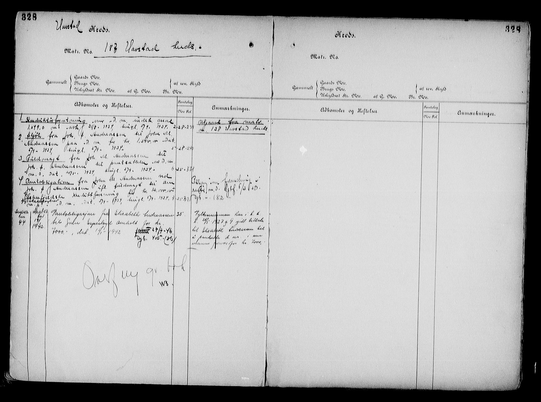 Arendal byfogd, AV/SAK-1222-0001/G/Ga/L0015: Mortgage register no. 13, 1860-1960, p. 328