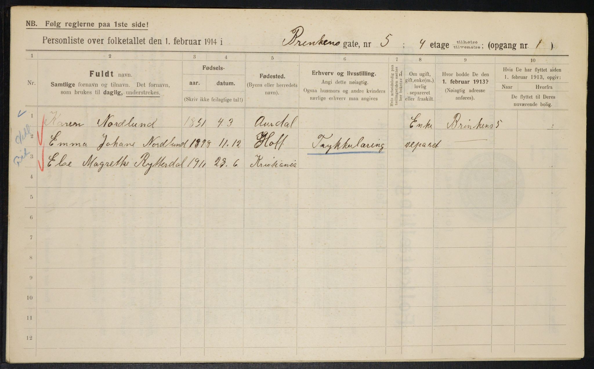 OBA, Municipal Census 1914 for Kristiania, 1914, p. 8813