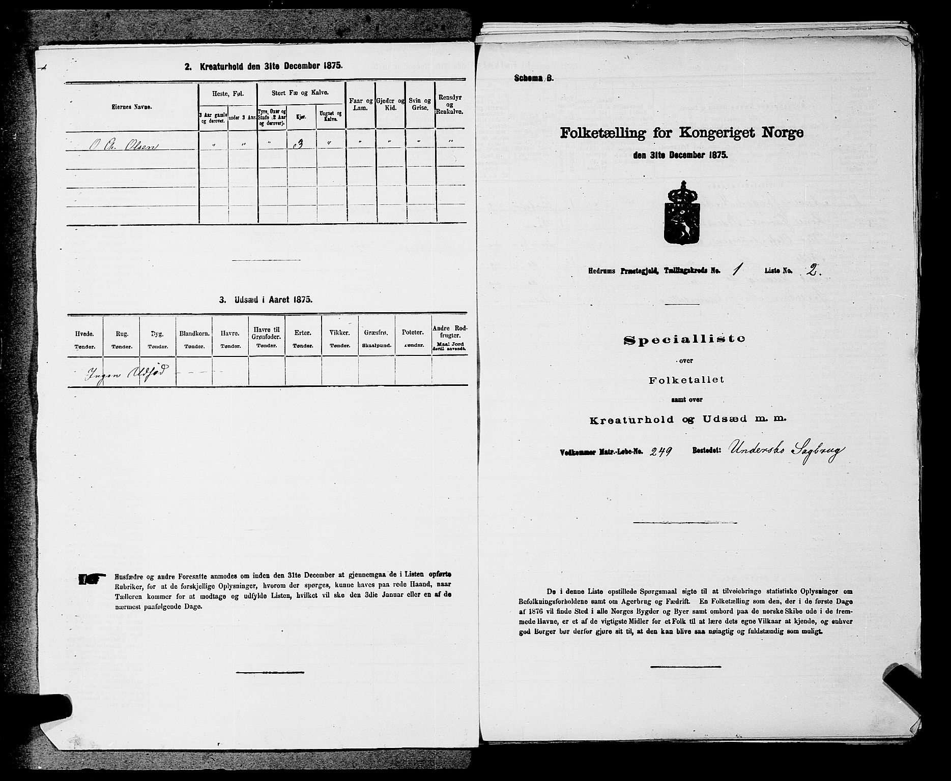 SAKO, 1875 census for 0727P Hedrum, 1875, p. 70