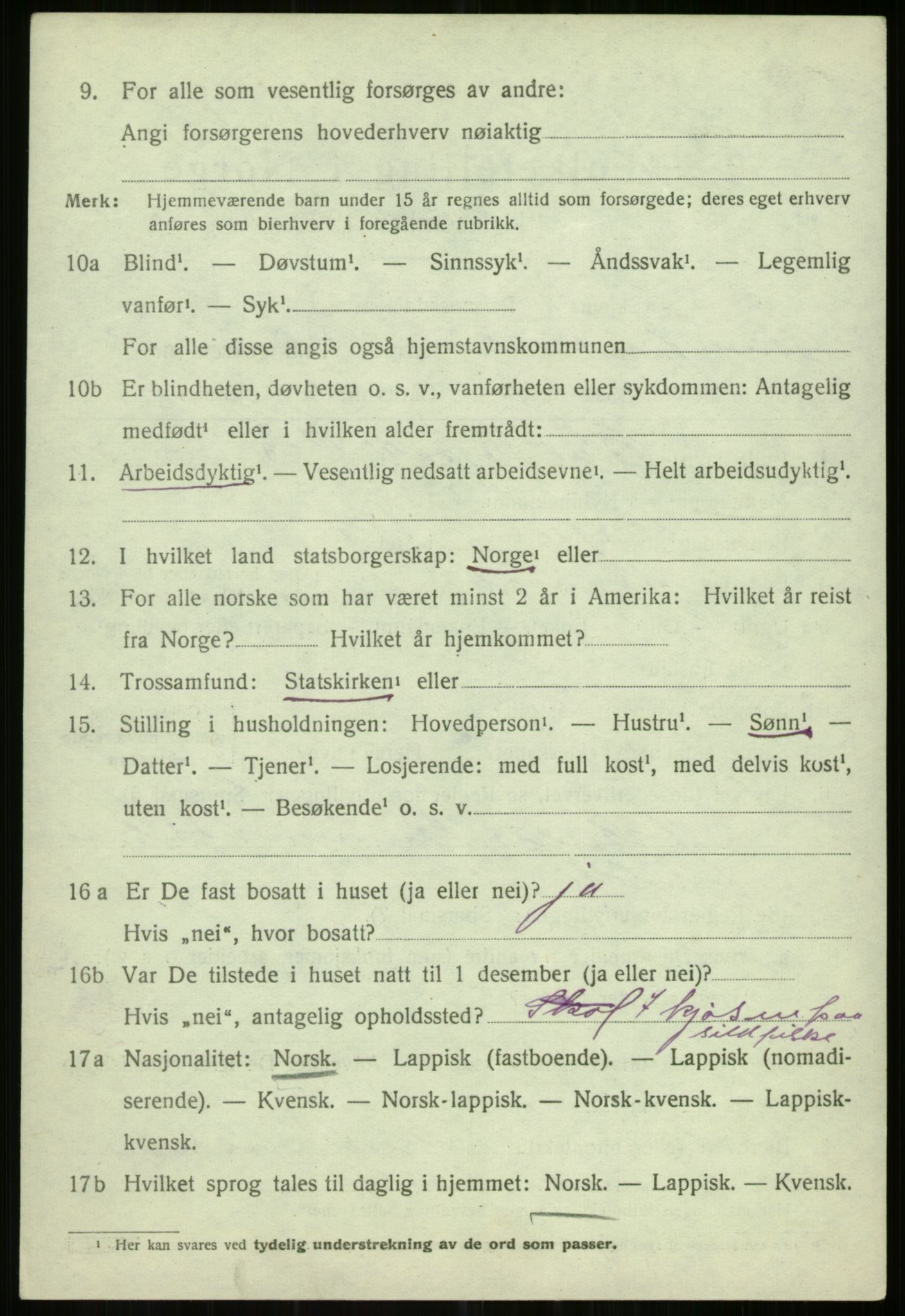 SATØ, 1920 census for Helgøy, 1920, p. 1462