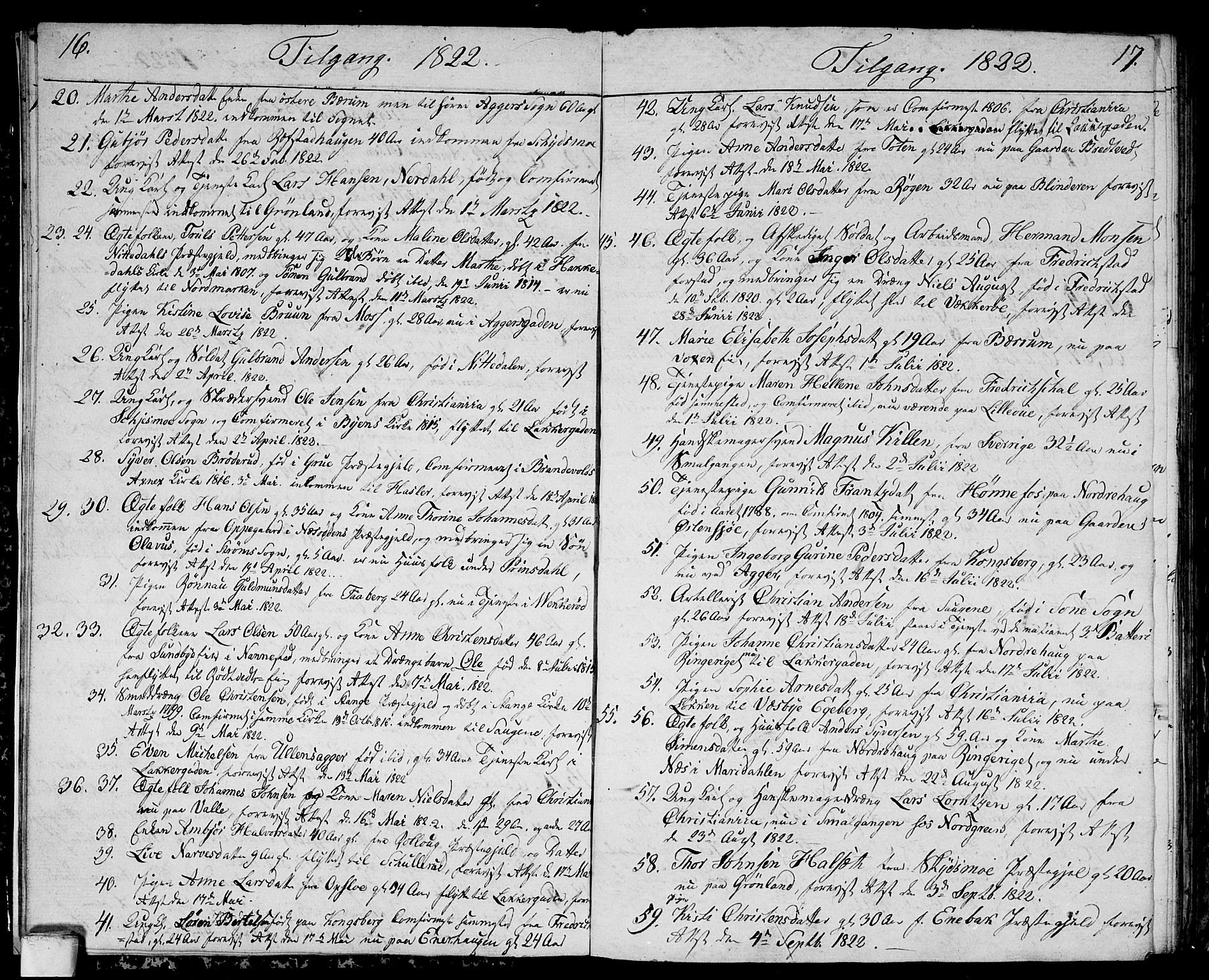 Aker prestekontor kirkebøker, SAO/A-10861/F/L0014a: Parish register (official) no. 14A, 1820-1833, p. 16-17