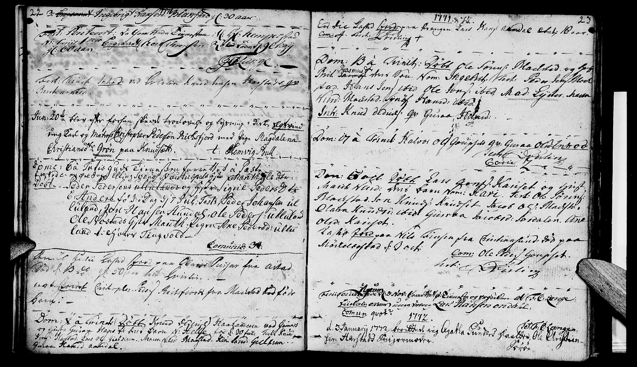 Ministerialprotokoller, klokkerbøker og fødselsregistre - Møre og Romsdal, AV/SAT-A-1454/584/L0962: Parish register (official) no. 584A02, 1765-1812, p. 22-23