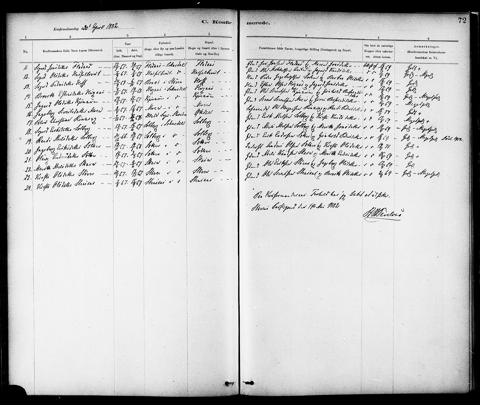 Ministerialprotokoller, klokkerbøker og fødselsregistre - Sør-Trøndelag, AV/SAT-A-1456/689/L1040: Parish register (official) no. 689A05, 1878-1890, p. 72