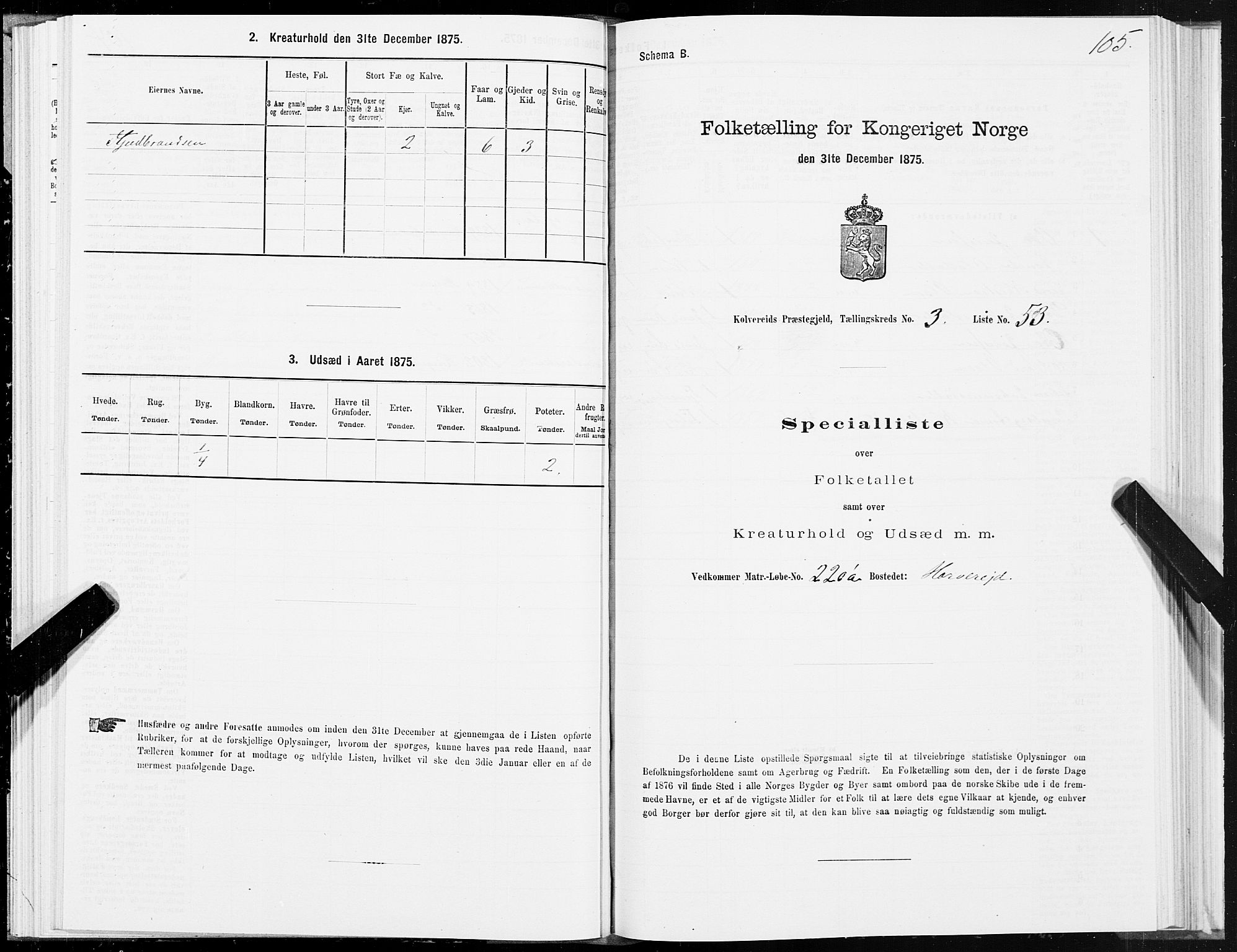 SAT, 1875 census for 1752P Kolvereid, 1875, p. 2105