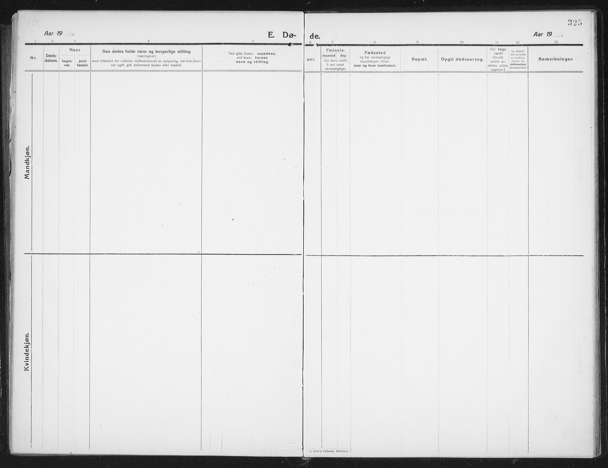 Ministerialprotokoller, klokkerbøker og fødselsregistre - Nordland, AV/SAT-A-1459/882/L1183: Parish register (copy) no. 882C01, 1911-1938, p. 325