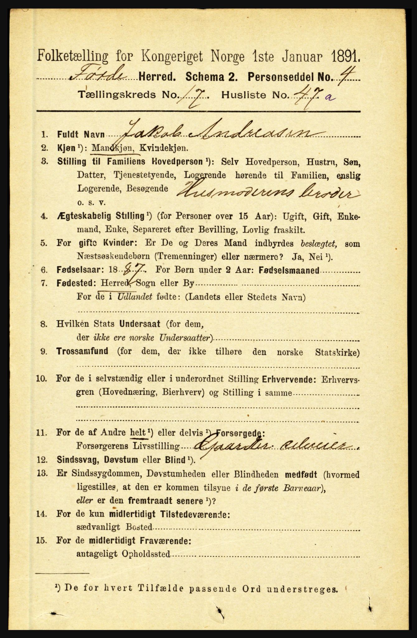 RA, 1891 census for 1432 Førde, 1891, p. 6317