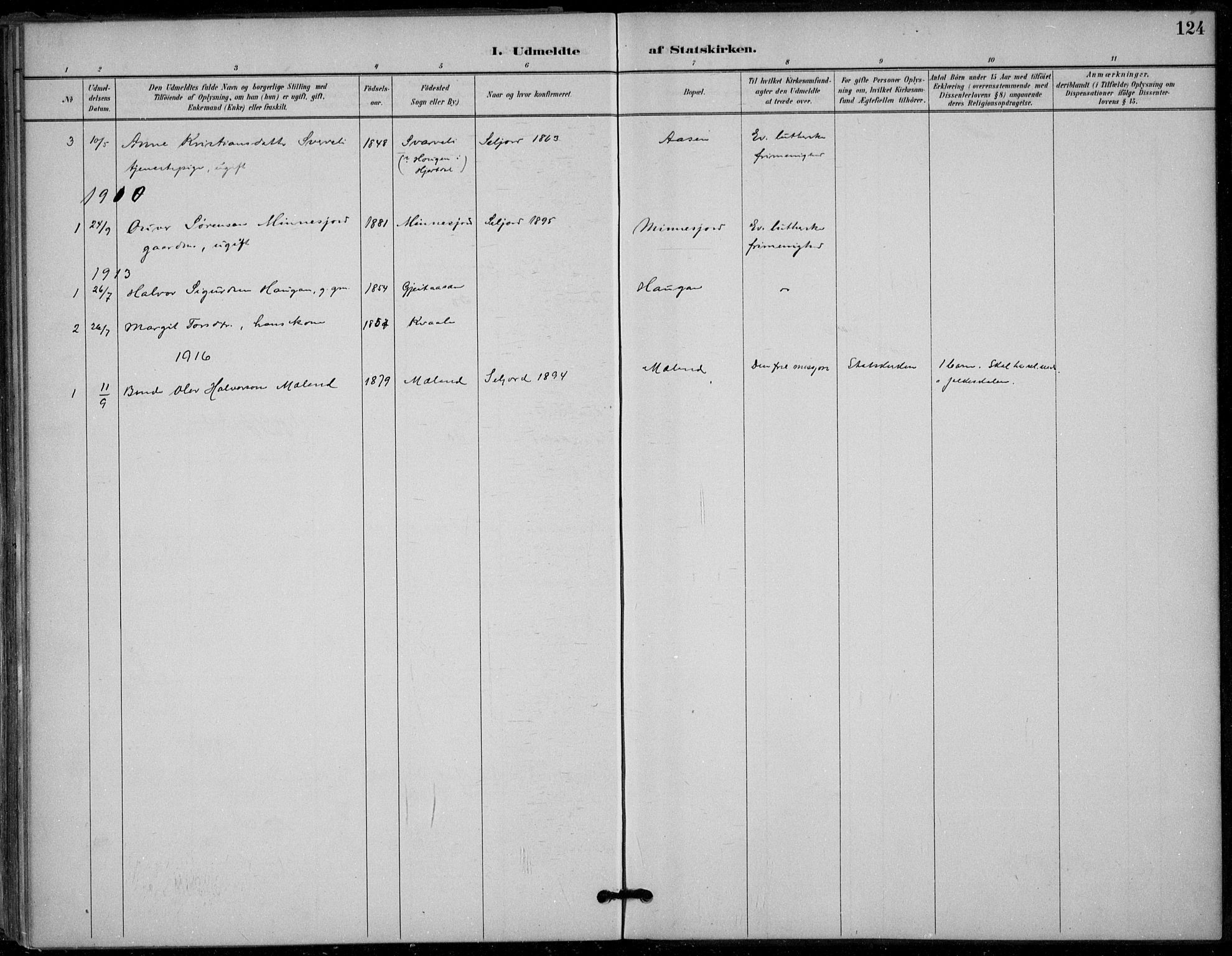 Seljord kirkebøker, AV/SAKO-A-20/F/Fb/L0002: Parish register (official) no. II 2, 1887-1917, p. 124