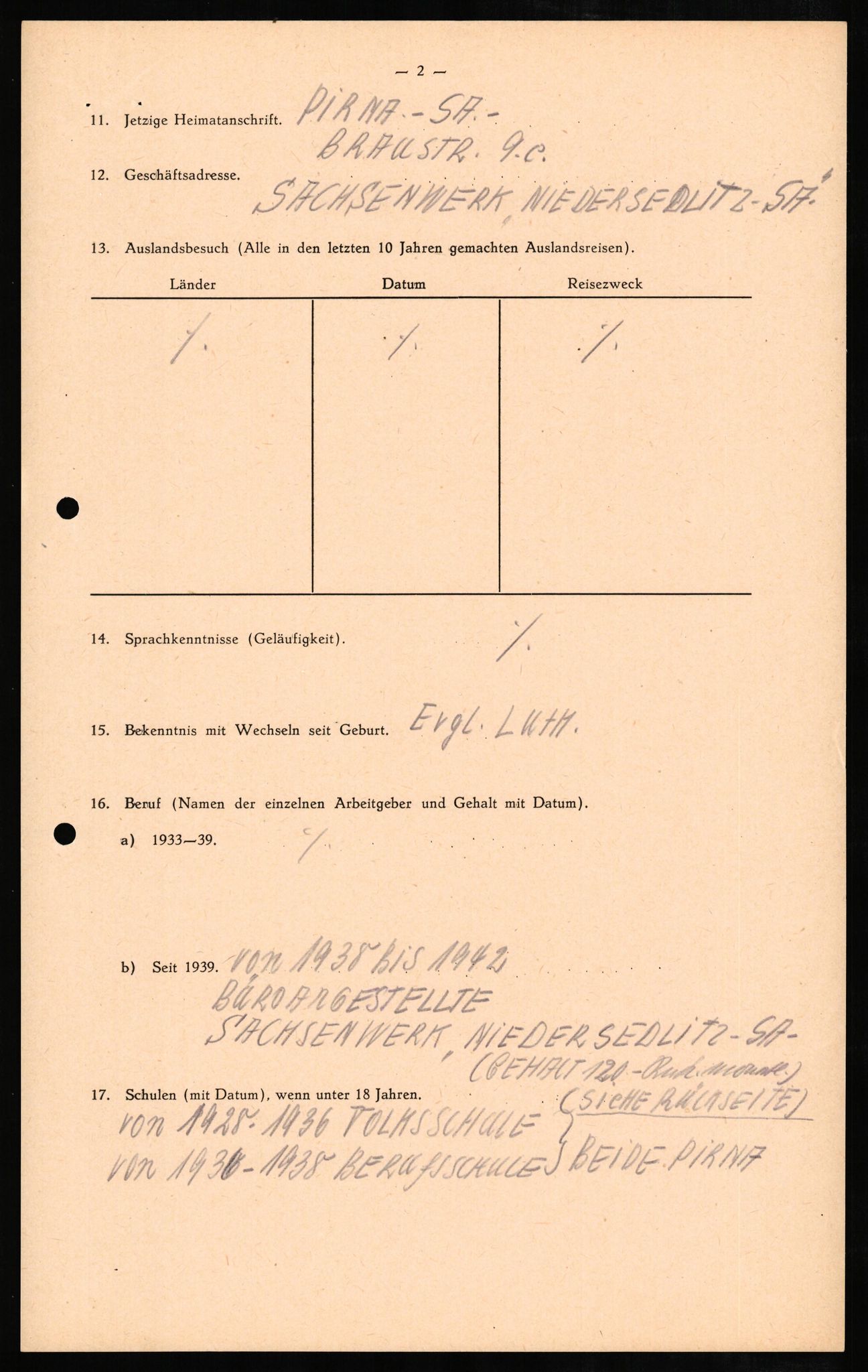 Forsvaret, Forsvarets overkommando II, RA/RAFA-3915/D/Db/L0007: CI Questionaires. Tyske okkupasjonsstyrker i Norge. Tyskere., 1945-1946, p. 33