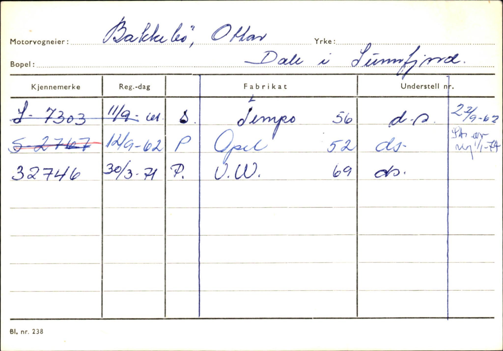 Statens vegvesen, Sogn og Fjordane vegkontor, AV/SAB-A-5301/4/F/L0125: Eigarregister Sogndal V-Å. Aurland A-Å. Fjaler A-N, 1945-1975, p. 1388