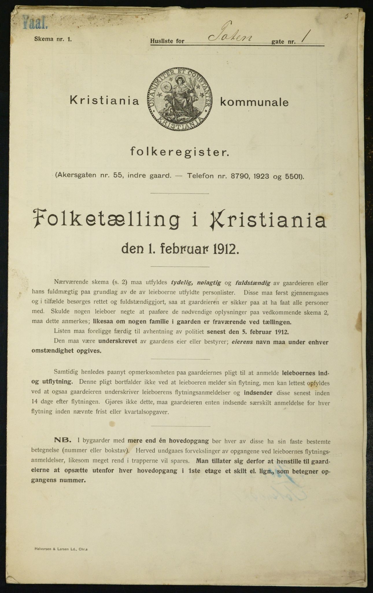 OBA, Municipal Census 1912 for Kristiania, 1912, p. 115365