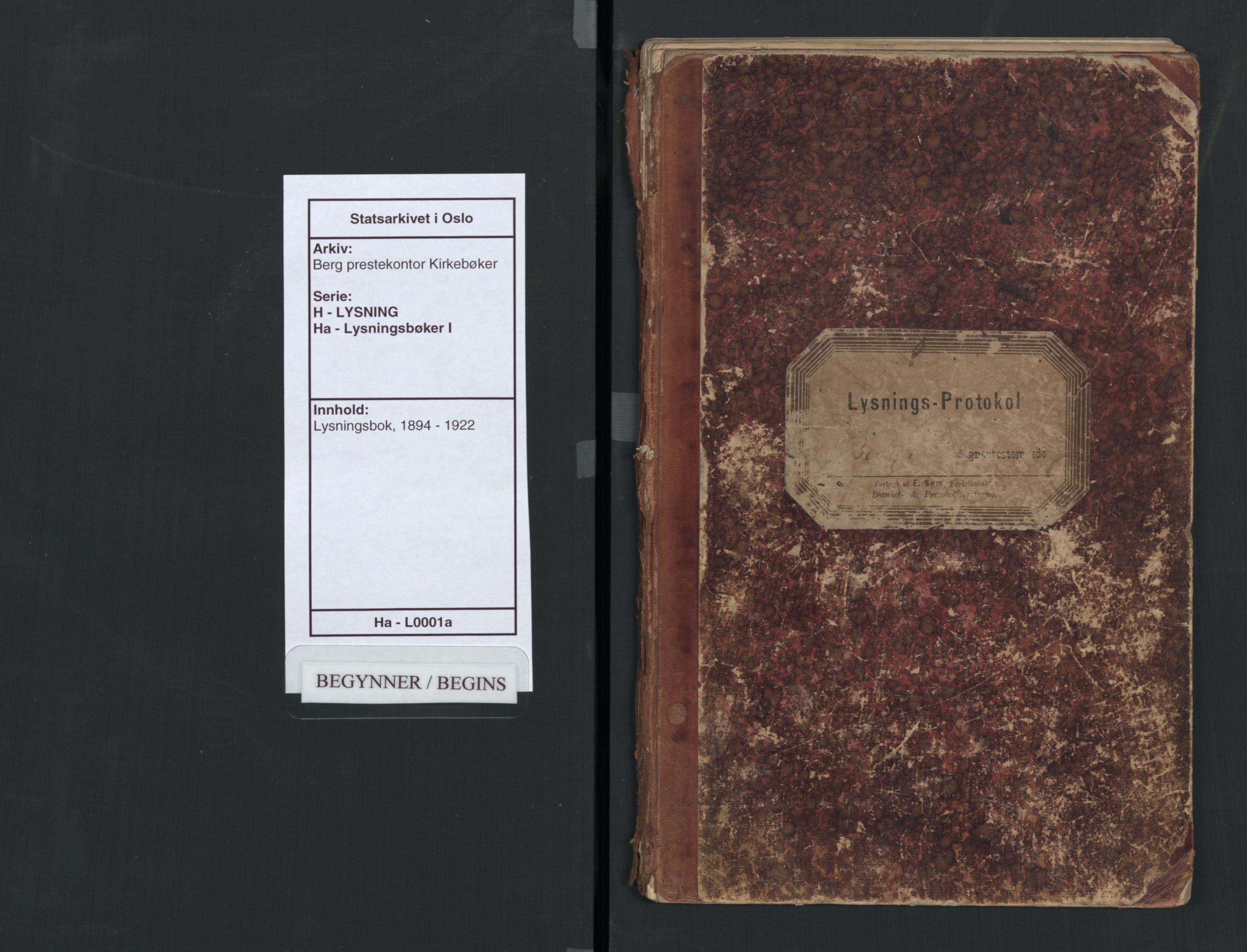 Berg prestekontor Kirkebøker, AV/SAO-A-10902/H/Ha/L0001a: Banns register no. I 1a, 1894-1922