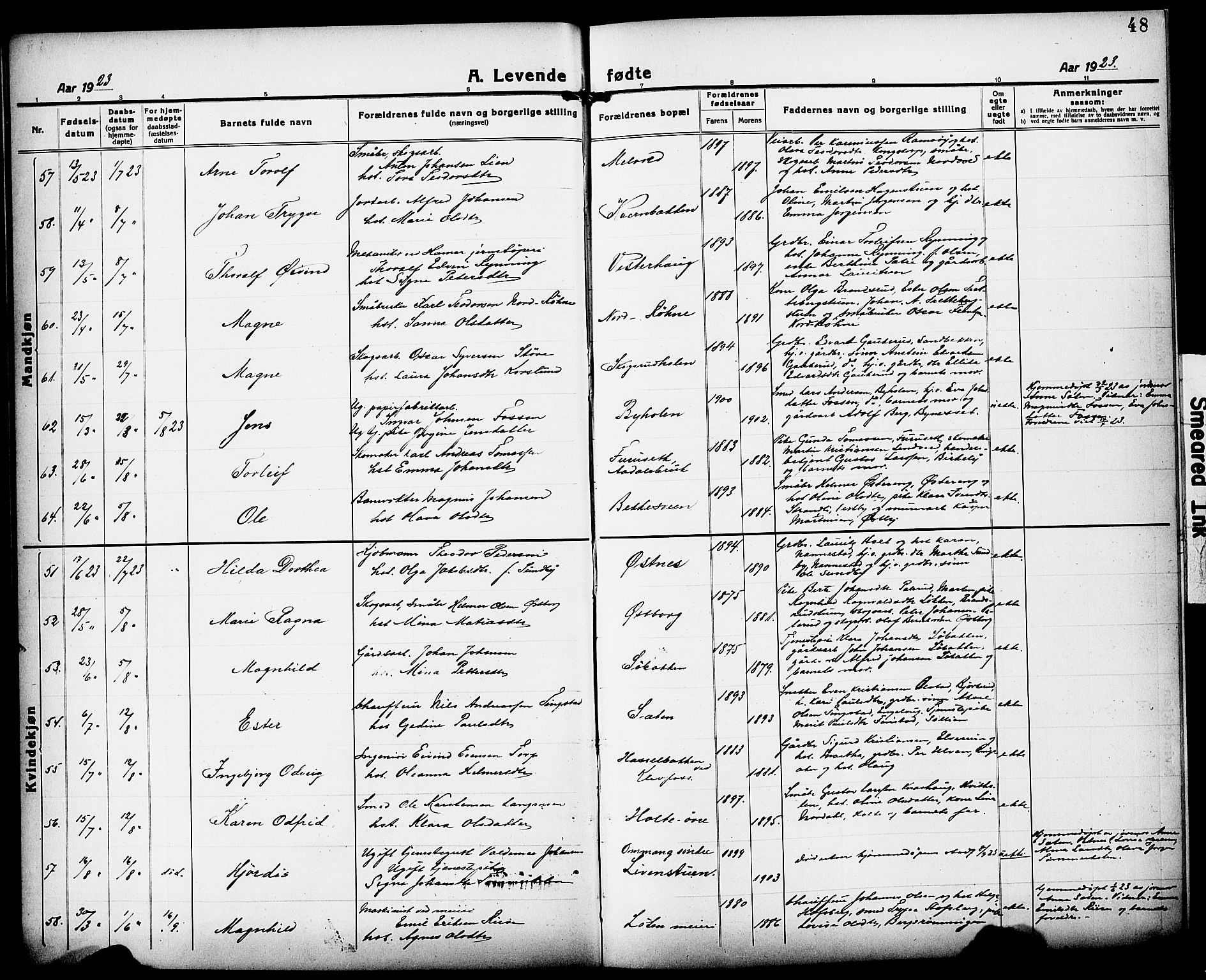 Løten prestekontor, AV/SAH-PREST-022/L/La/L0008: Parish register (copy) no. 8, 1920-1929, p. 48