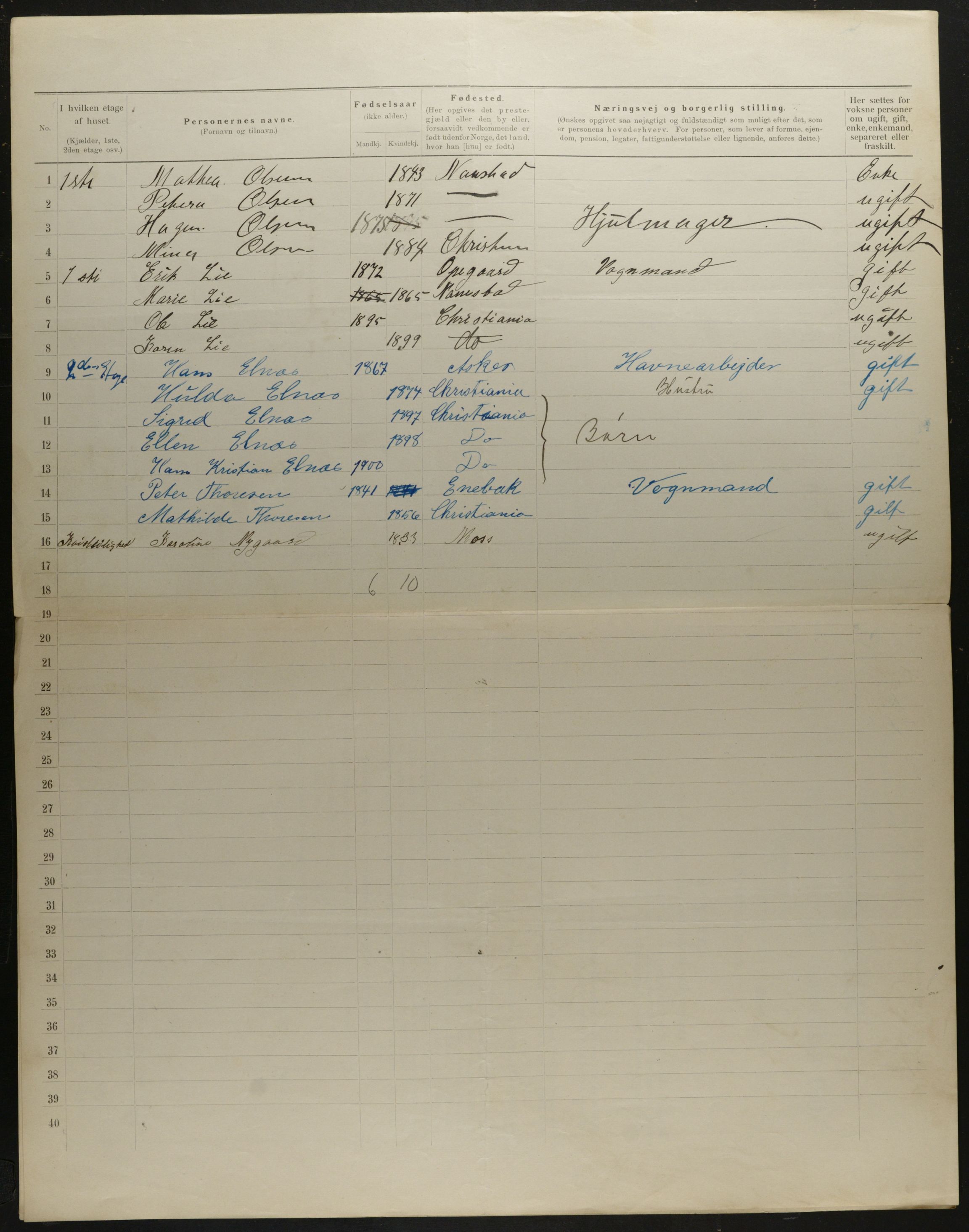 OBA, Municipal Census 1901 for Kristiania, 1901, p. 7936