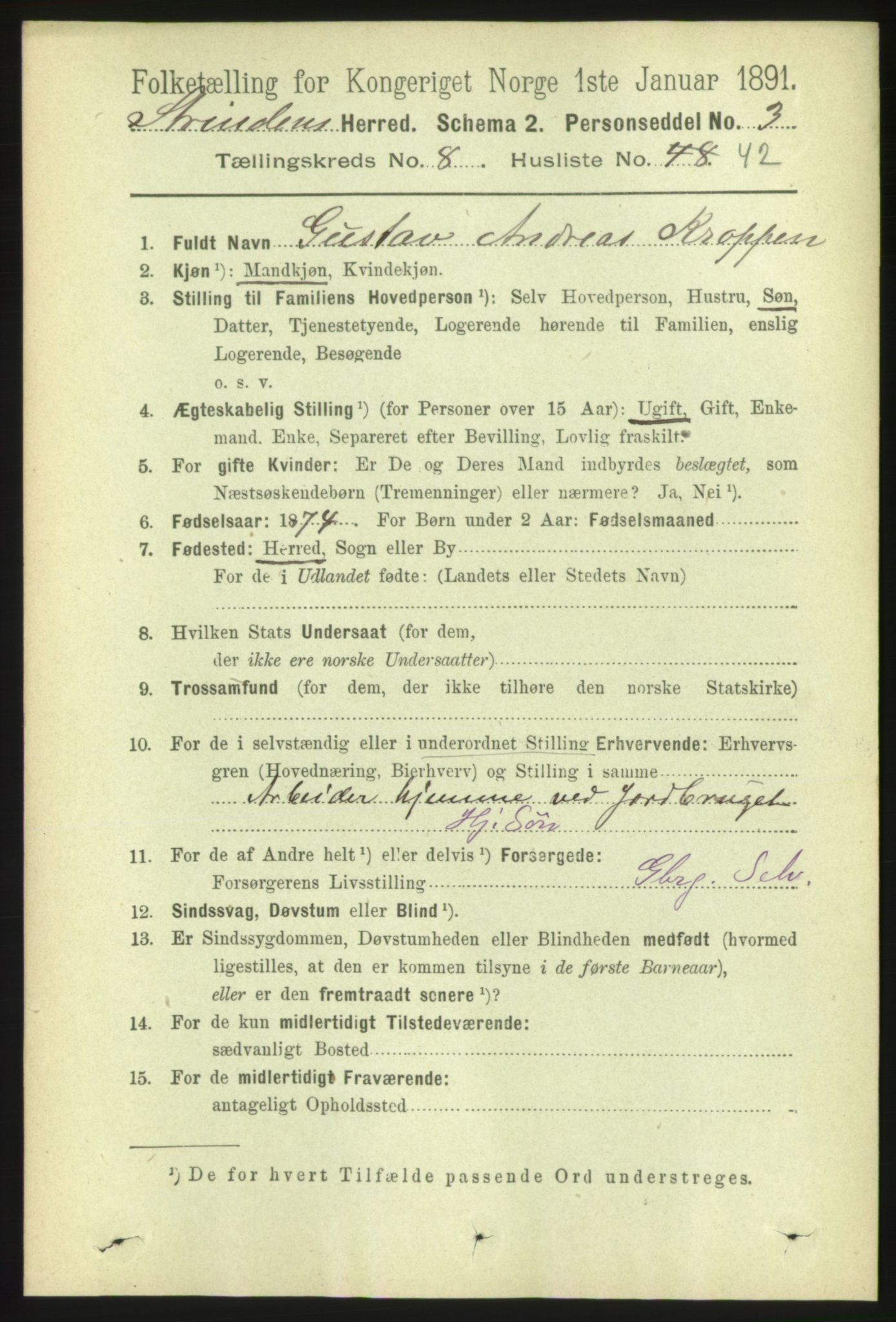 RA, 1891 census for 1660 Strinda, 1891, p. 7344