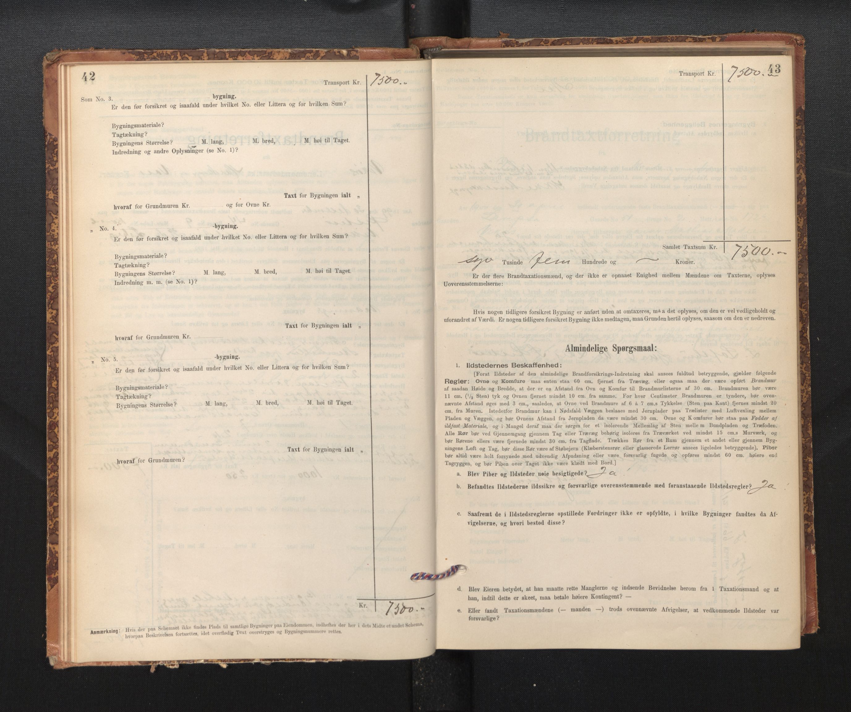 Lensmannen i Kvam, AV/SAB-A-33201/0012/L0005: Branntakstprotokoll, skjematakst, 1894-1913, p. 42-43