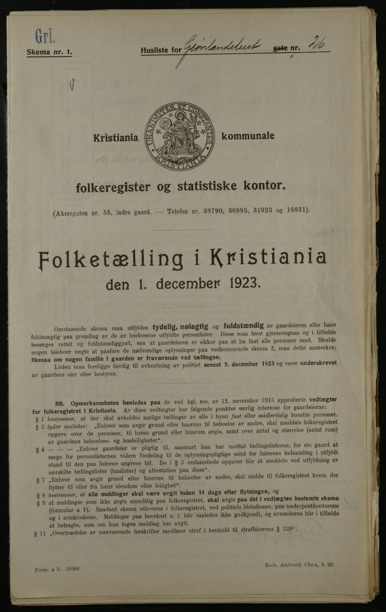 OBA, Municipal Census 1923 for Kristiania, 1923, p. 35702