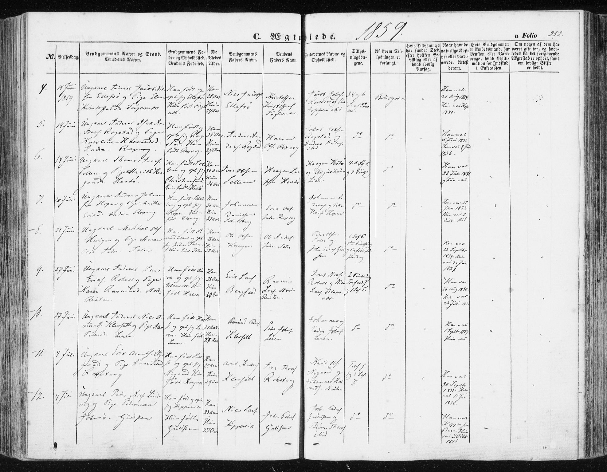 Ministerialprotokoller, klokkerbøker og fødselsregistre - Møre og Romsdal, AV/SAT-A-1454/581/L0937: Parish register (official) no. 581A05, 1853-1872, p. 252