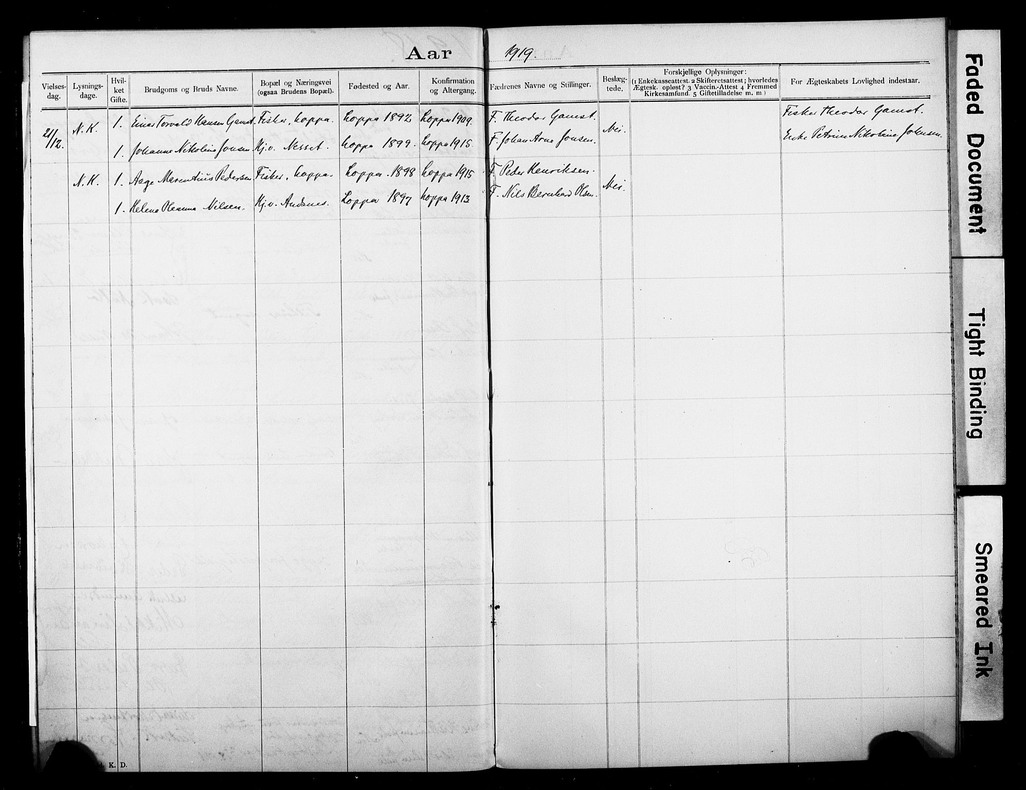 Loppa sokneprestkontor, AV/SATØ-S-1339/I/Ib/L0047: Banns register no. 47, 1897-1919
