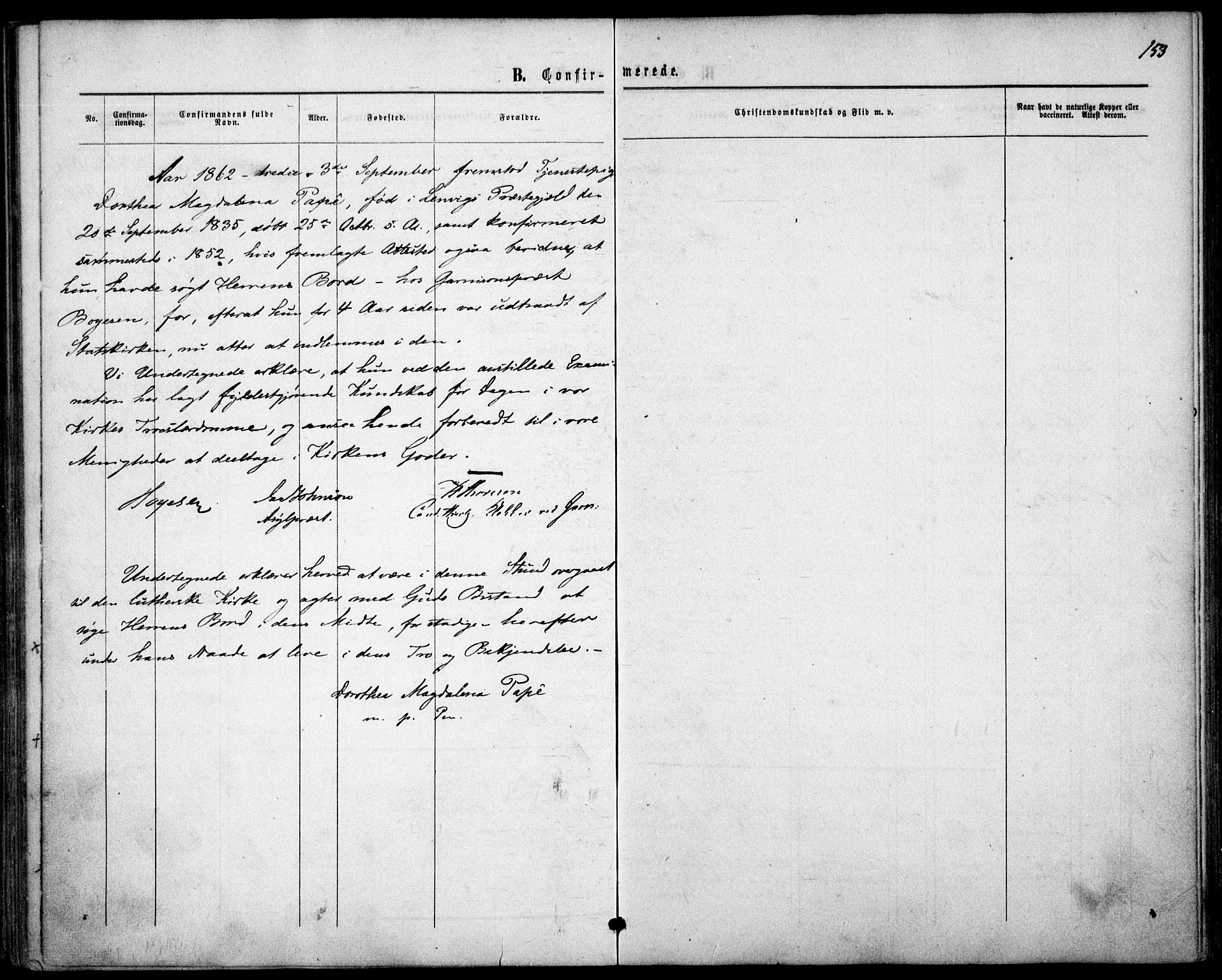 Garnisonsmenigheten Kirkebøker, SAO/A-10846/F/Fa/L0010: Parish register (official) no. 10, 1859-1869, p. 153
