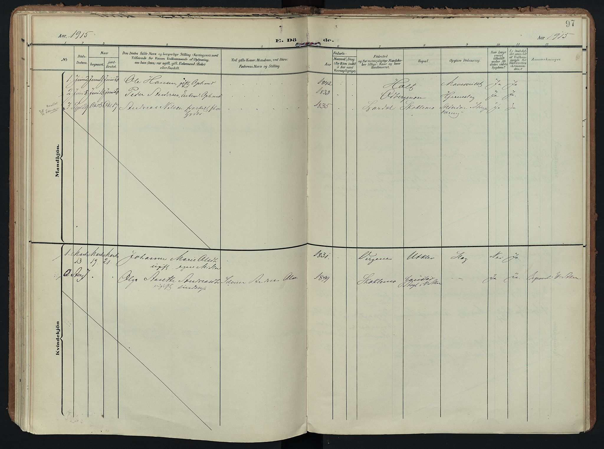 Hedrum kirkebøker, AV/SAKO-A-344/F/Fc/L0002: Parish register (official) no. III 2, 1907-1930, p. 97