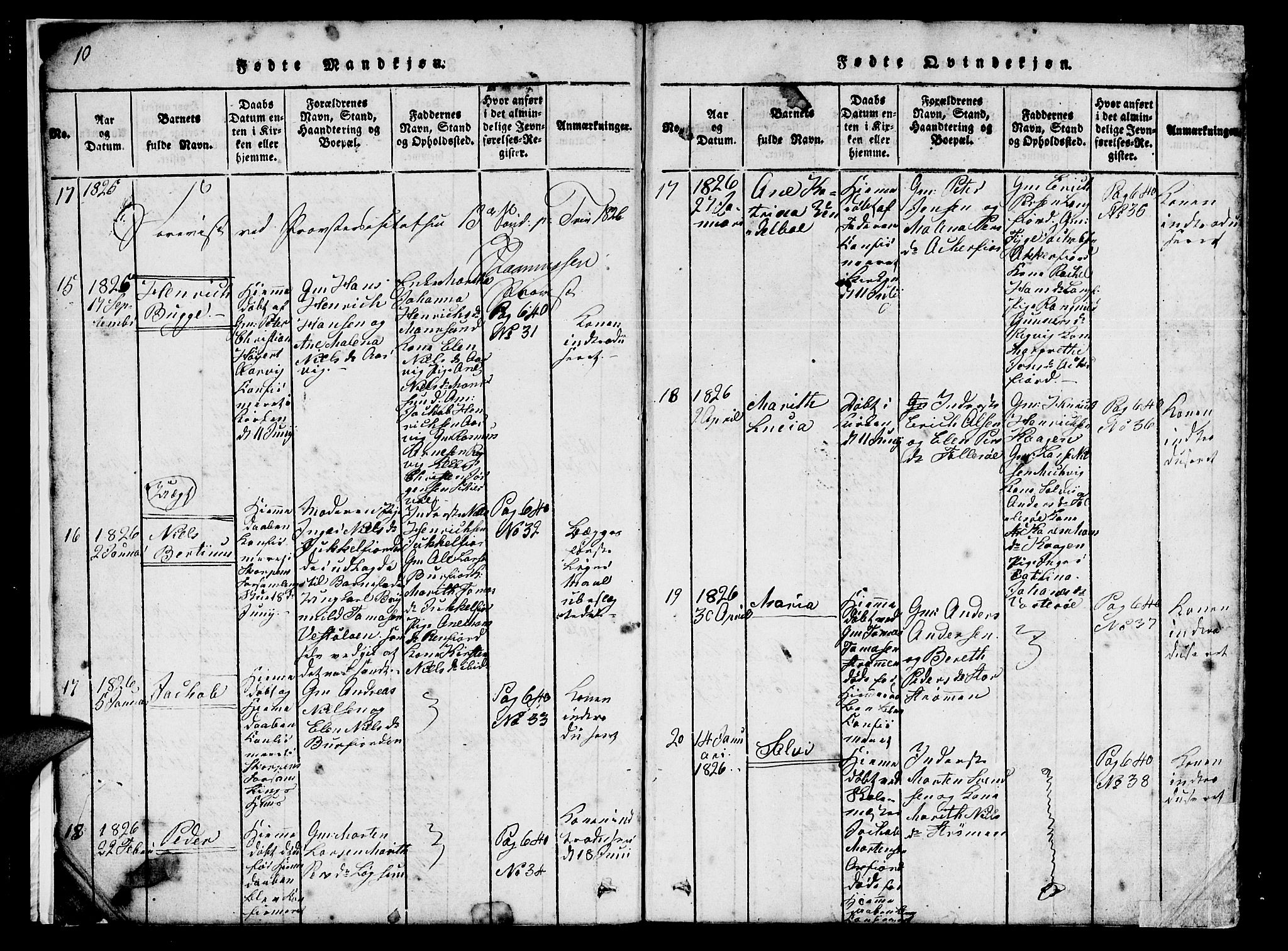 Skjervøy sokneprestkontor, AV/SATØ-S-1300/H/Ha/Hab/L0001klokker: Parish register (copy) no. 1, 1825-1838, p. 10-11