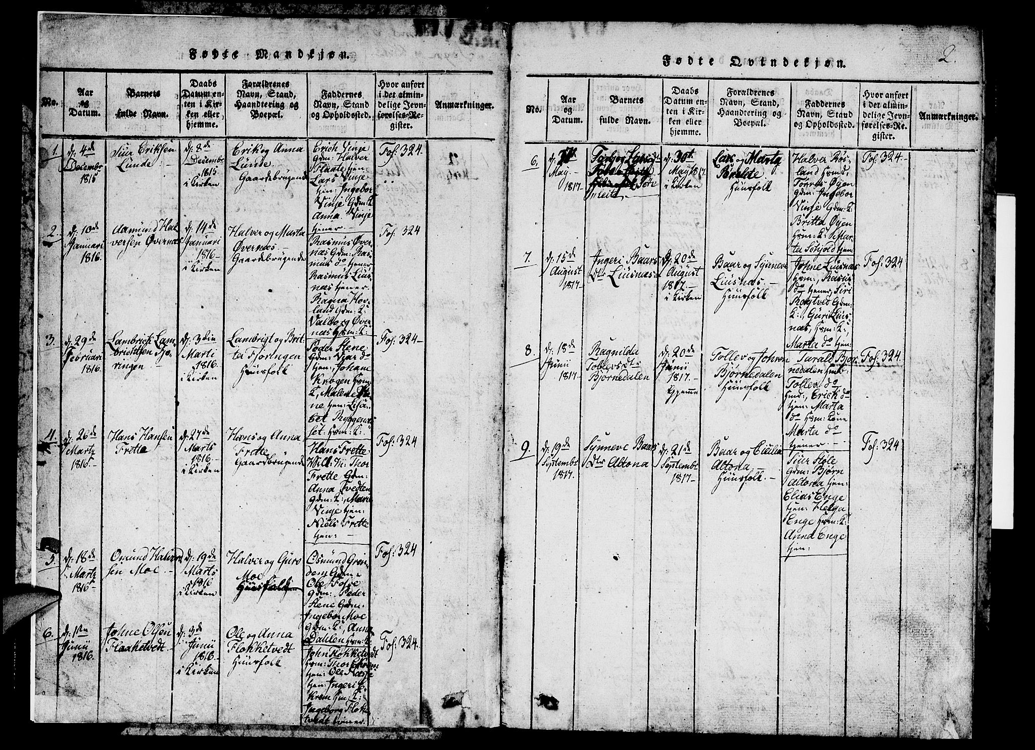 Etne sokneprestembete, SAB/A-75001/H/Hab: Parish register (copy) no. C 1, 1816-1841, p. 2