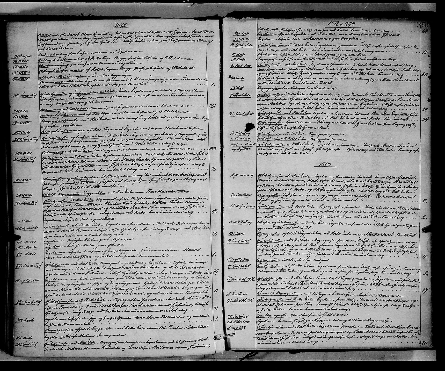 Vestre Toten prestekontor, SAH/PREST-108/H/Ha/Haa/L0008: Parish register (official) no. 8, 1870-1877, p. 355