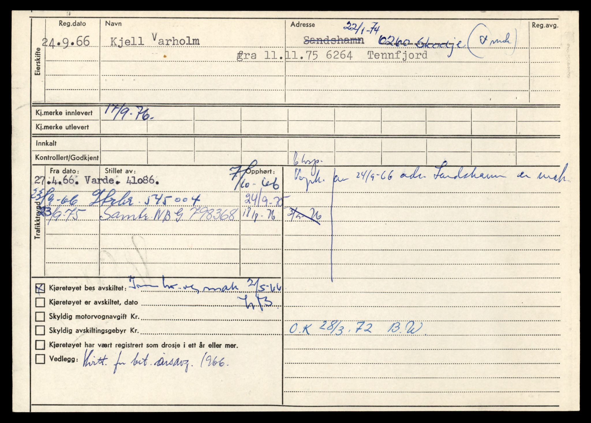 Møre og Romsdal vegkontor - Ålesund trafikkstasjon, AV/SAT-A-4099/F/Fe/L0022: Registreringskort for kjøretøy T 10584 - T 10694, 1927-1998, p. 2186